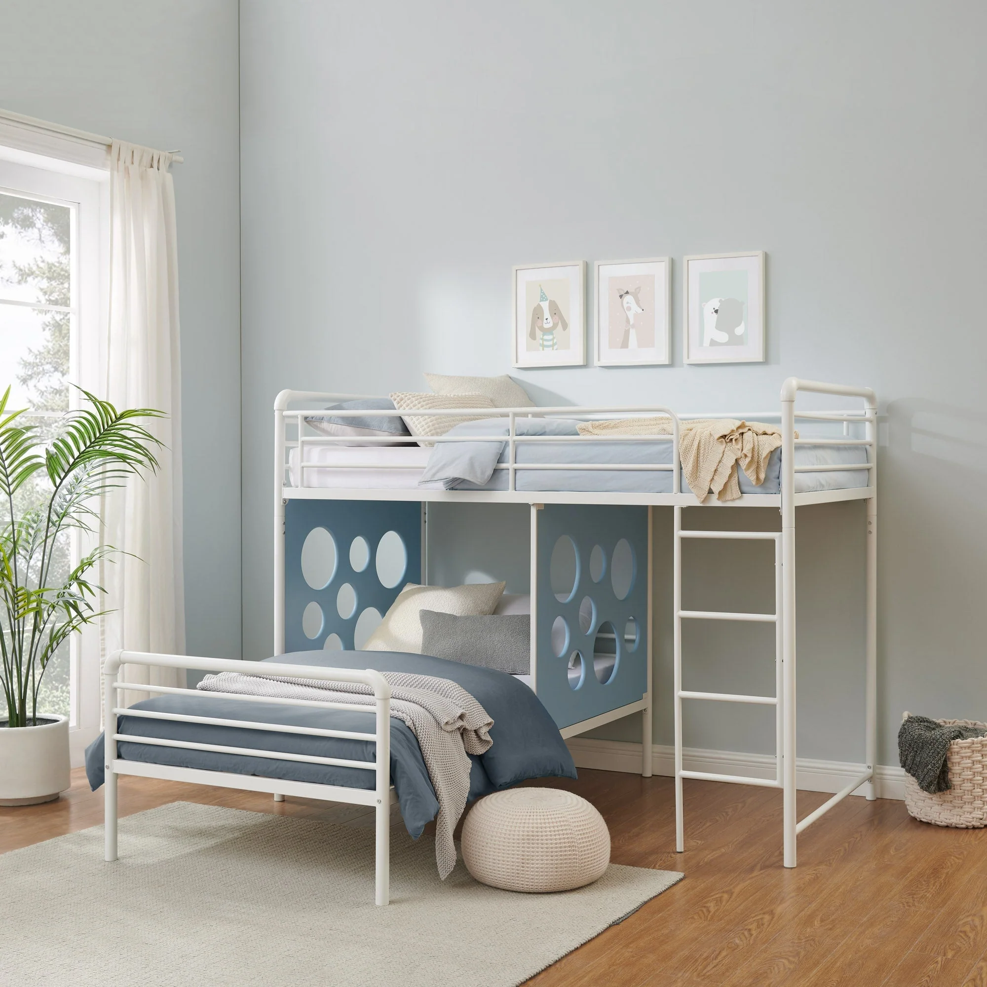 Devan 60 L-Shape Bunk Bed with Cut Out Panels