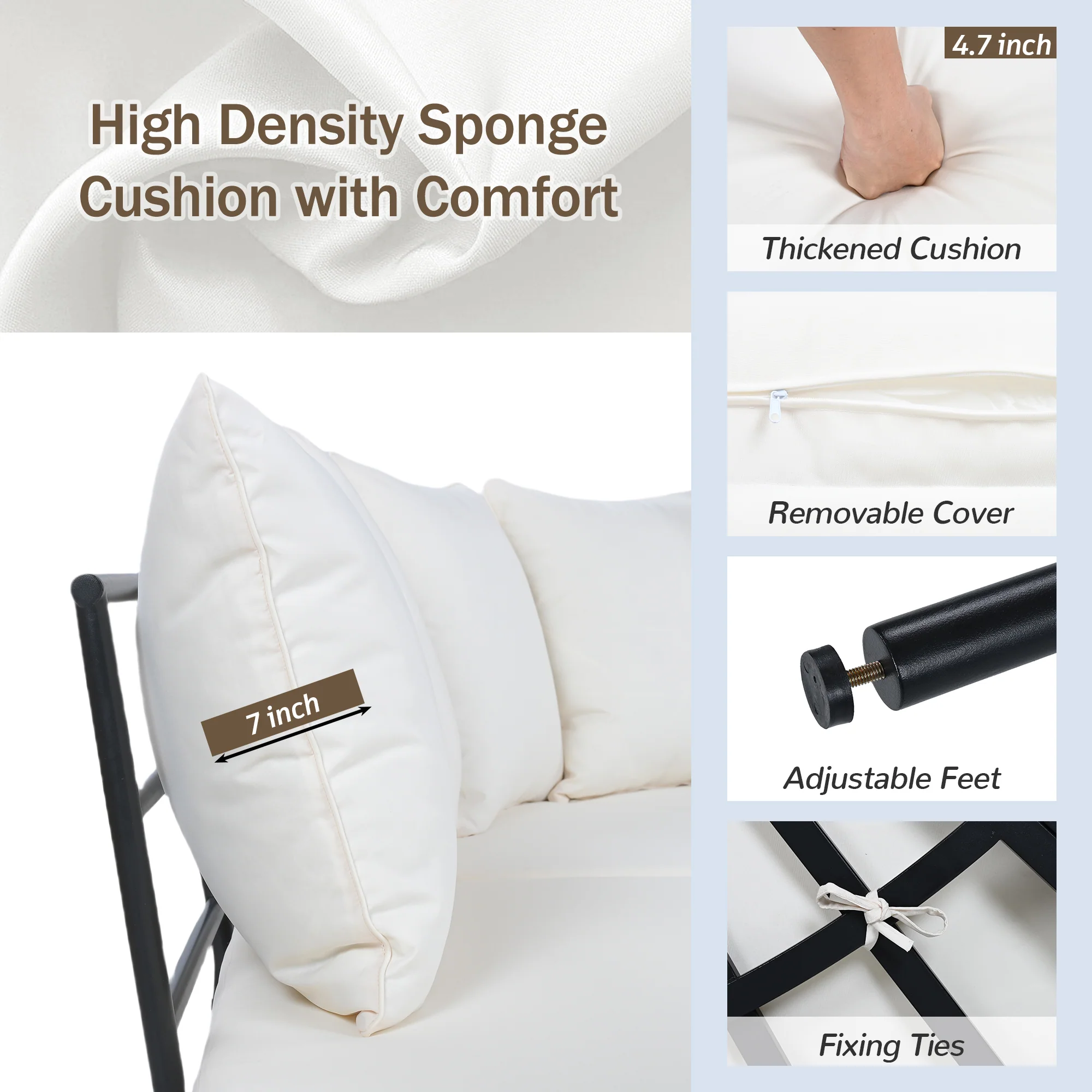 Walker Edison | Modern Half-Moon Curved Outdoor Patio Sofa Set with Coffee Table