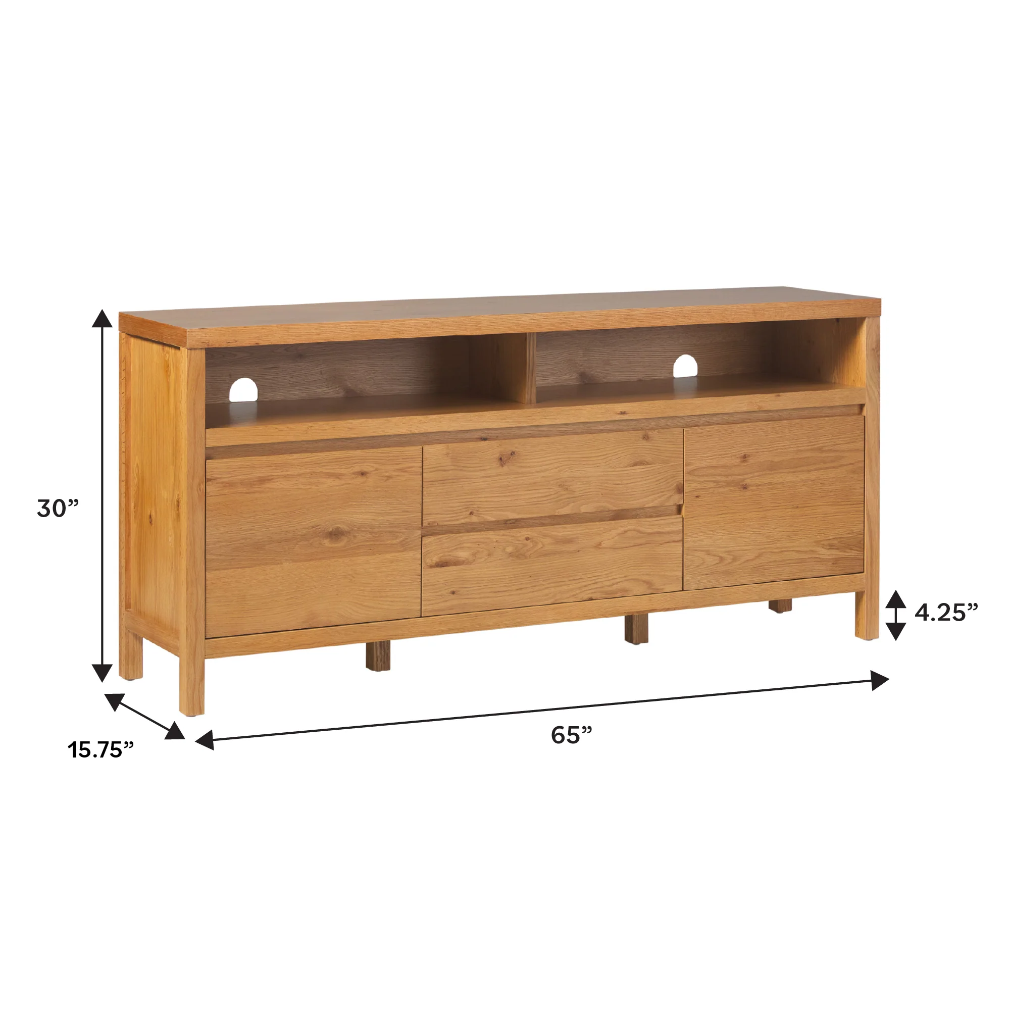 Nash 65 Modern Farmhouse Rustic Oak Wood Sideboard / TV Stand