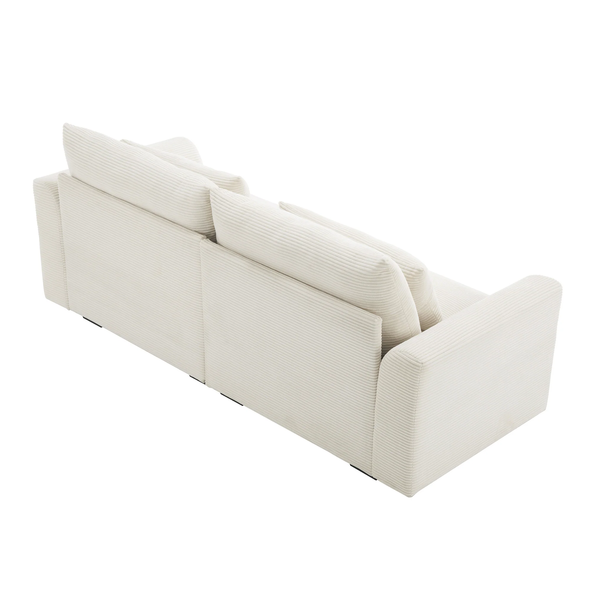 Walker Edison | Beige Corduroy Deep Seat Loveseat Couch