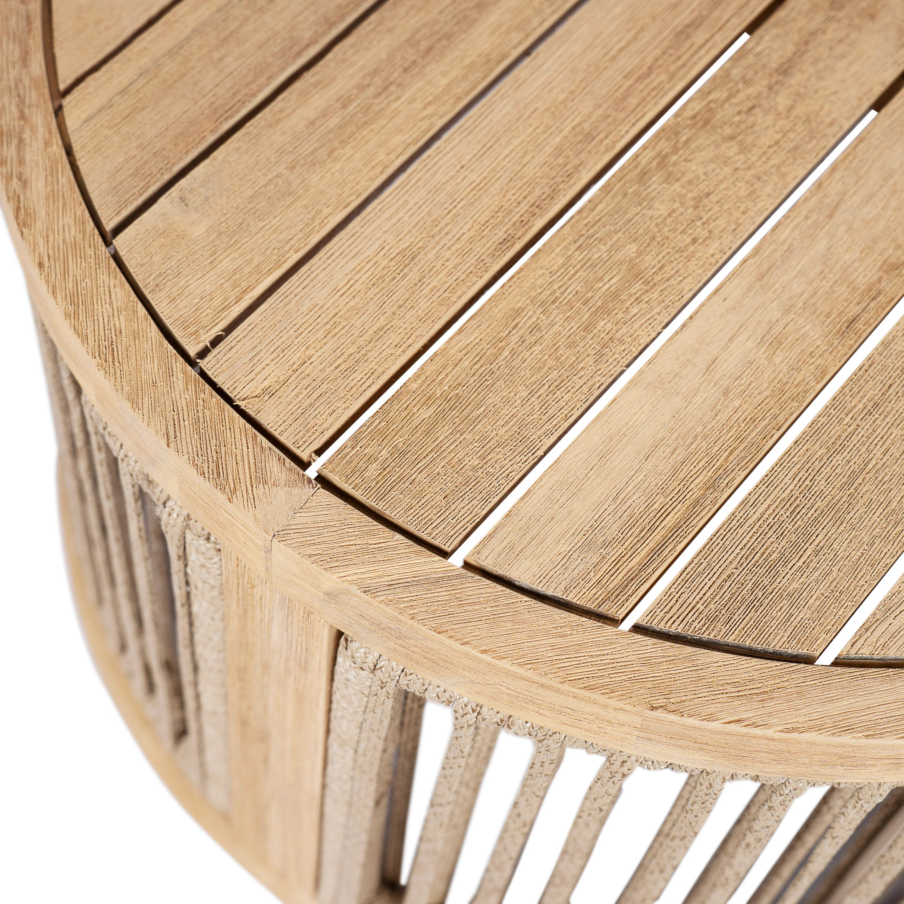 Walker Edison | Outdoor Acacia Wood Oval Coffee Table with Rope
