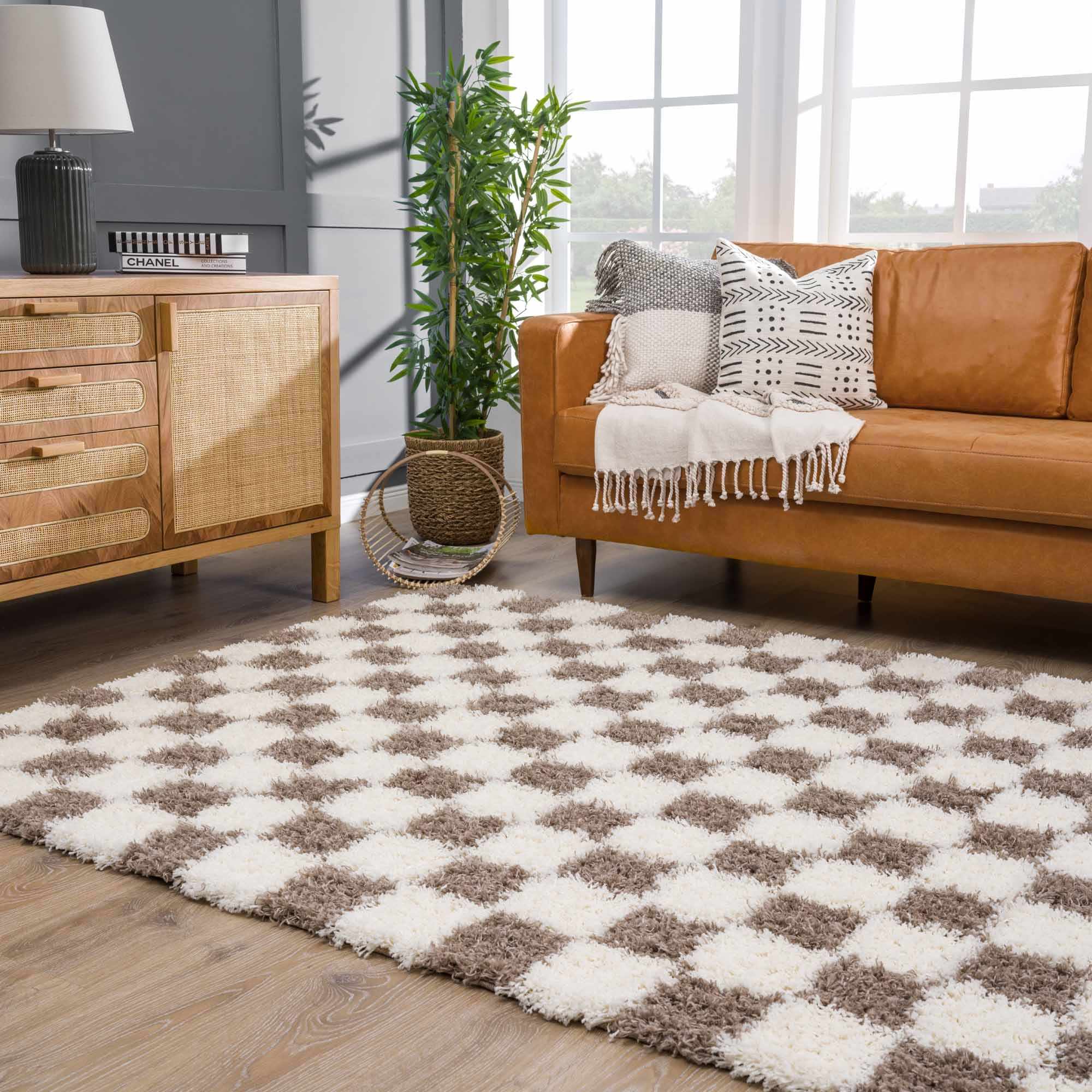 Boutique Rugs - Atira Brown Checkered Area Rug