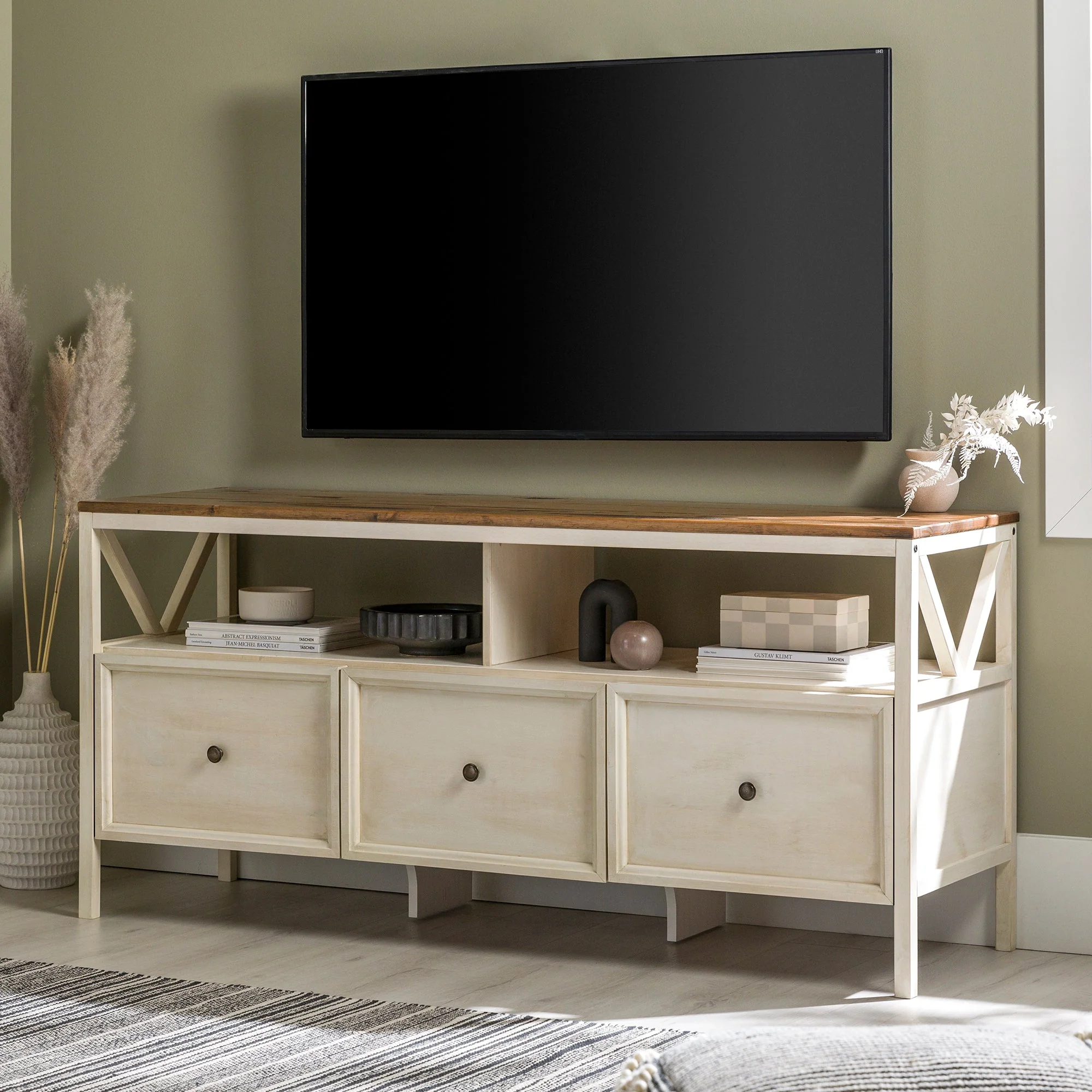 60 Distressed 3-Drawer TV Console