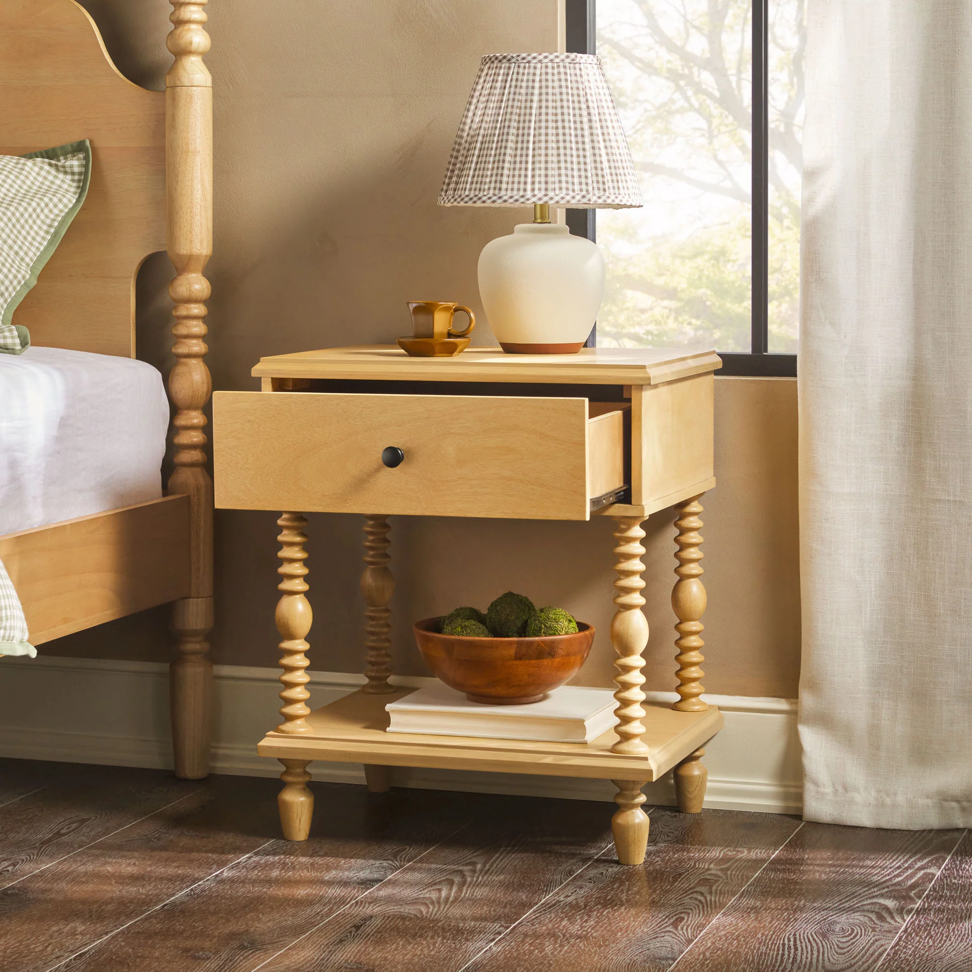 Traditional Vivienne Easy Assembly Solid Wood Nightstand