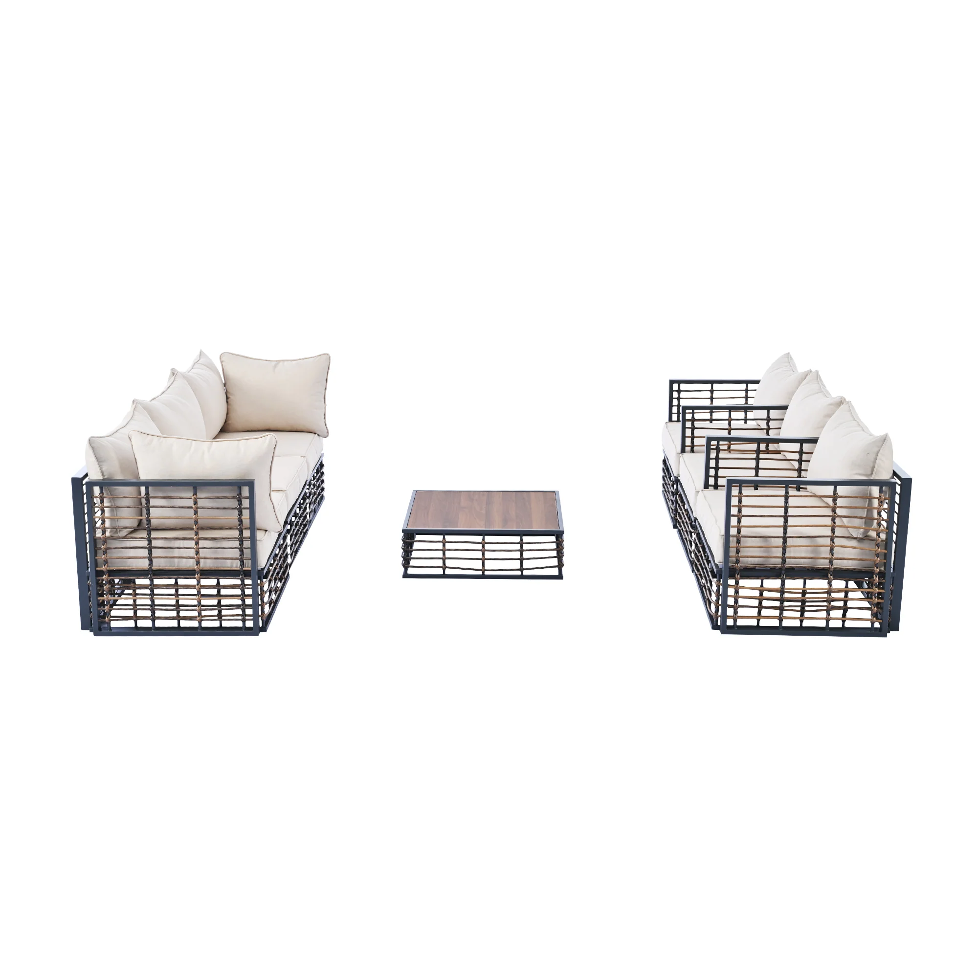 Walker Edison | Modern Minimalist 7-Piece Metal Outdoor Patio Sectional Sofa Set