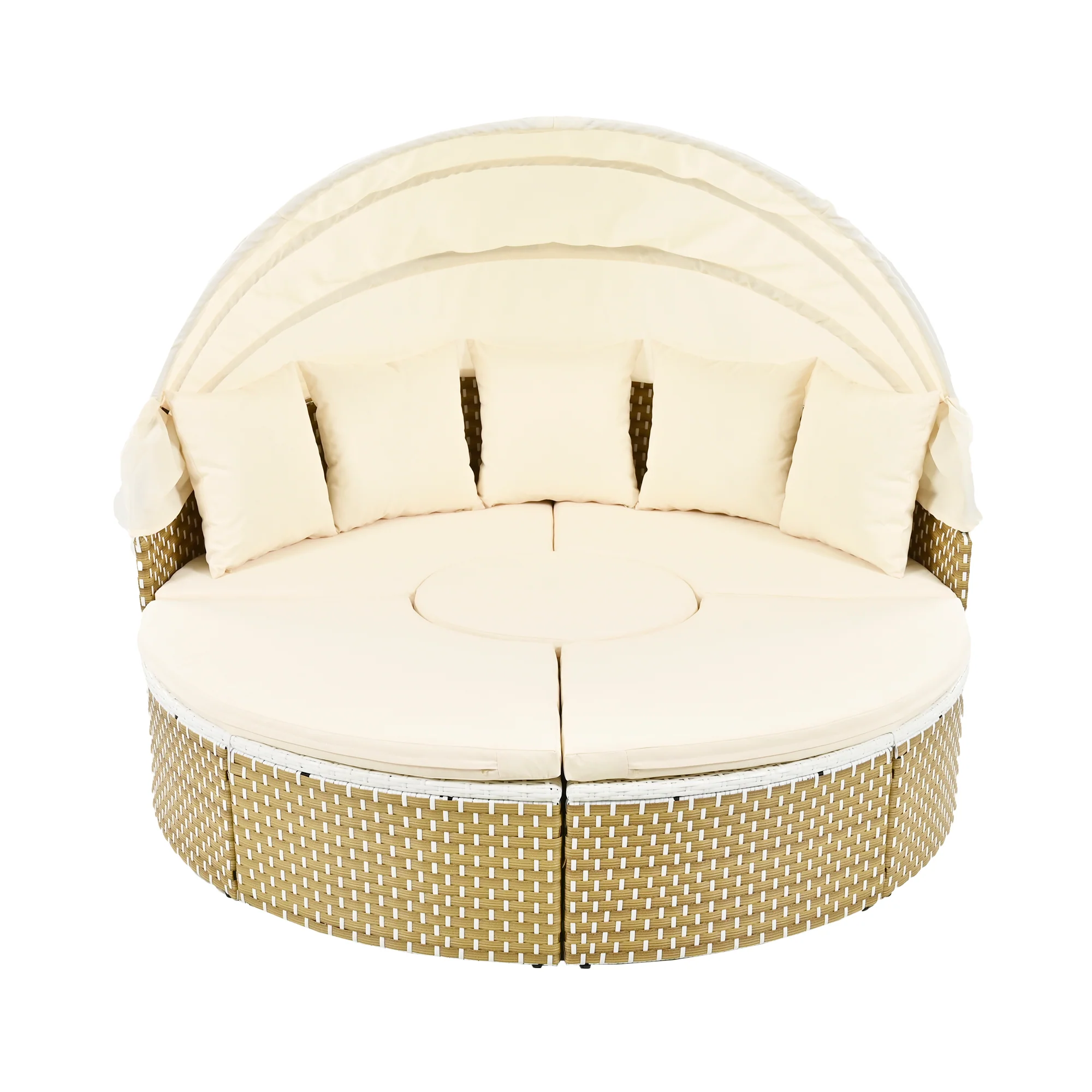 Walker Edison | Outdoor Round Modular Sunbed Sofa Set