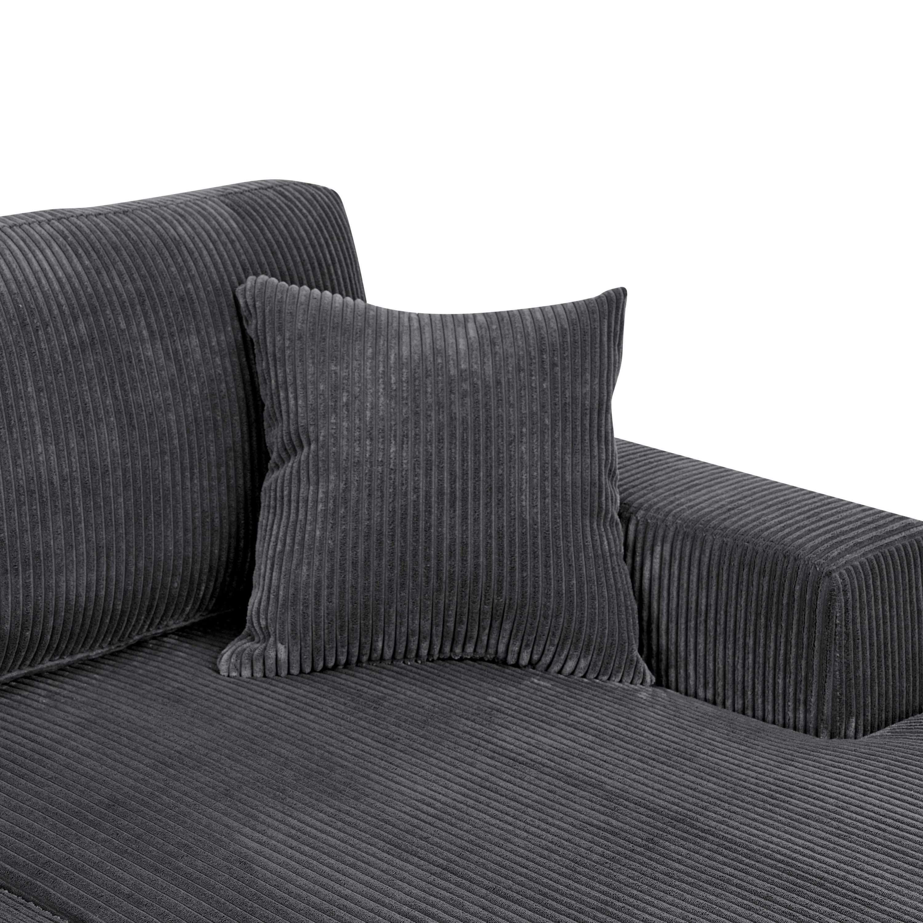 Walker Edison | Coastal Grey Corduroy Double-Chaise Cloud Sectional Sofa