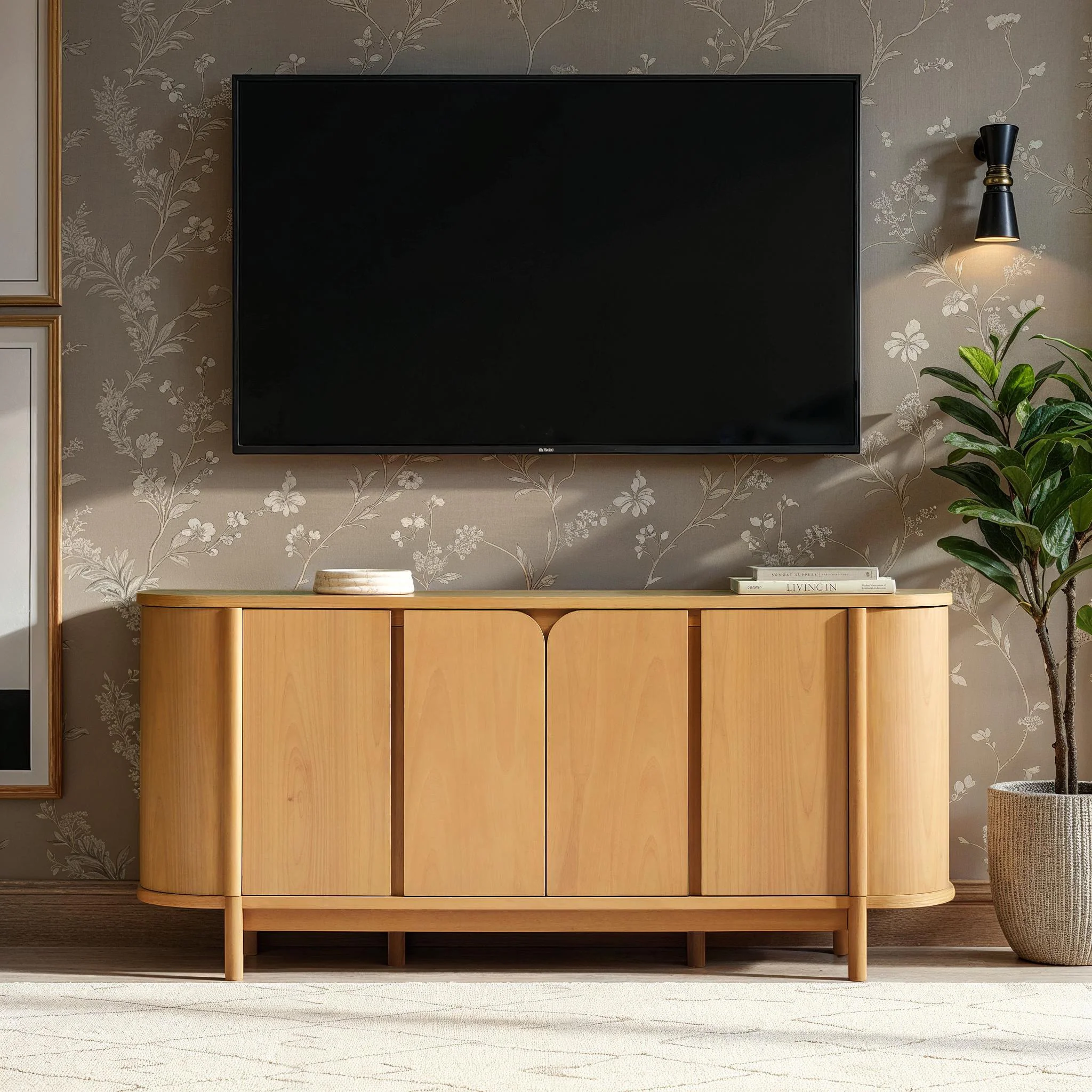 Ezra 70 Modern Curved Sideboard Cabinet