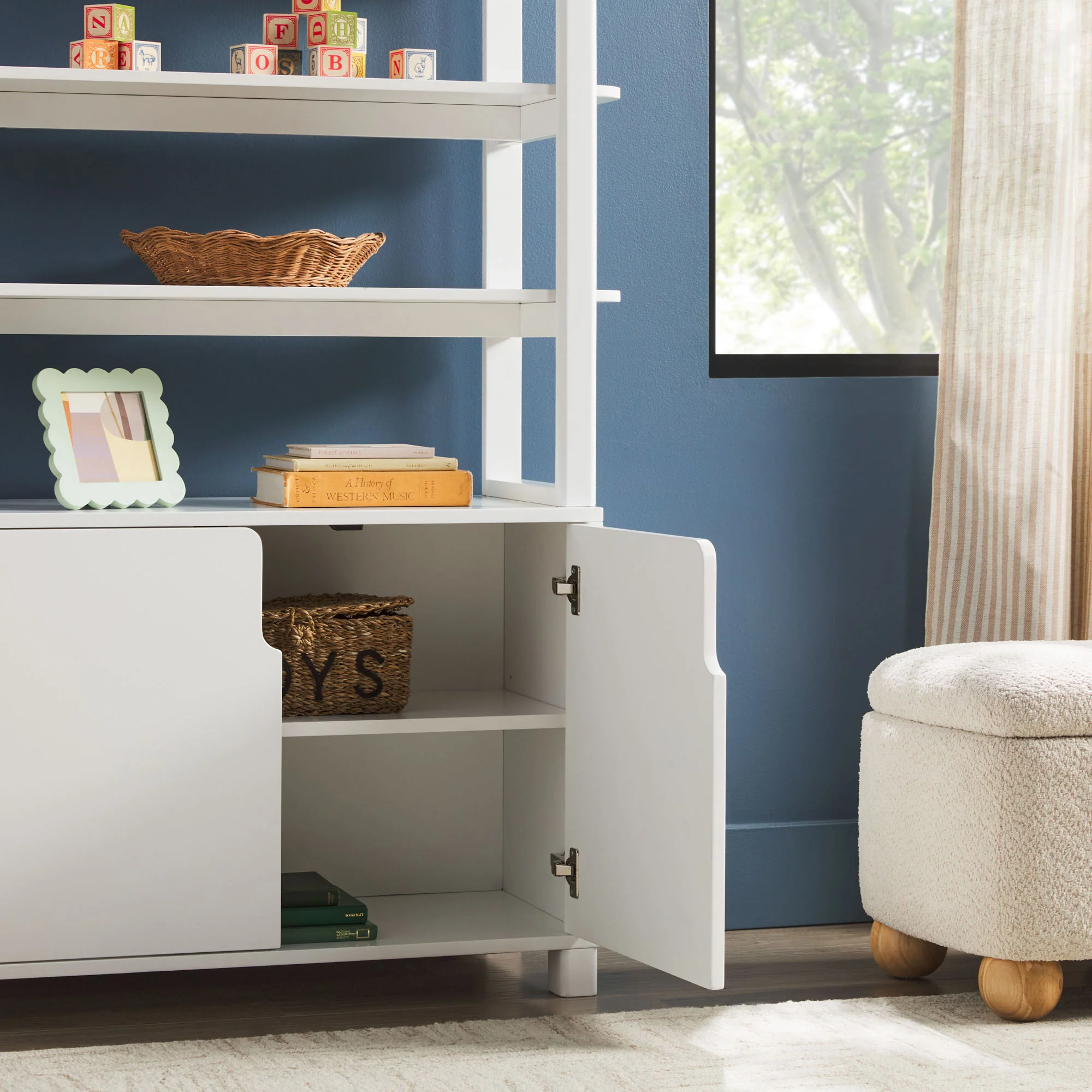 Zoey Modern Arched Wood Cabinet Storage Bookcase