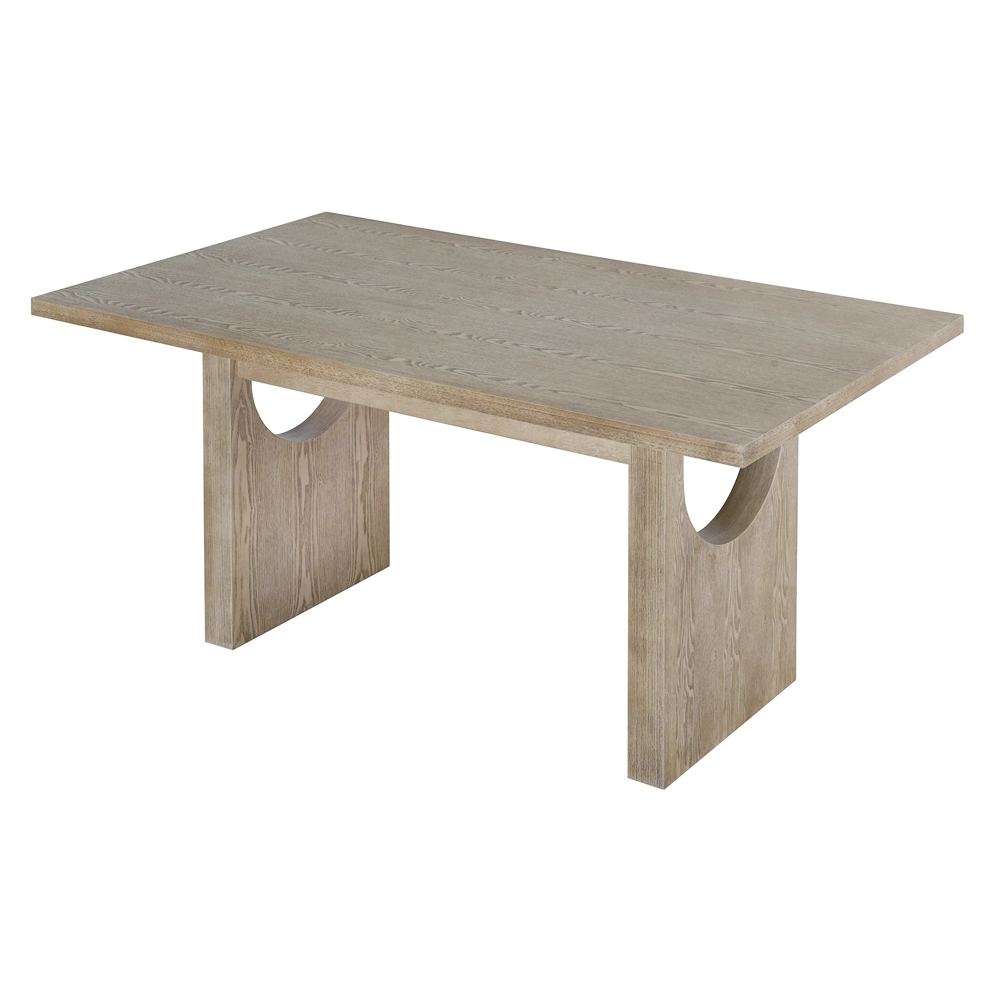 Walker Edison | Natural Wood Wash 7-Piece Retro Dining Set with 6 Upholstered Chairs