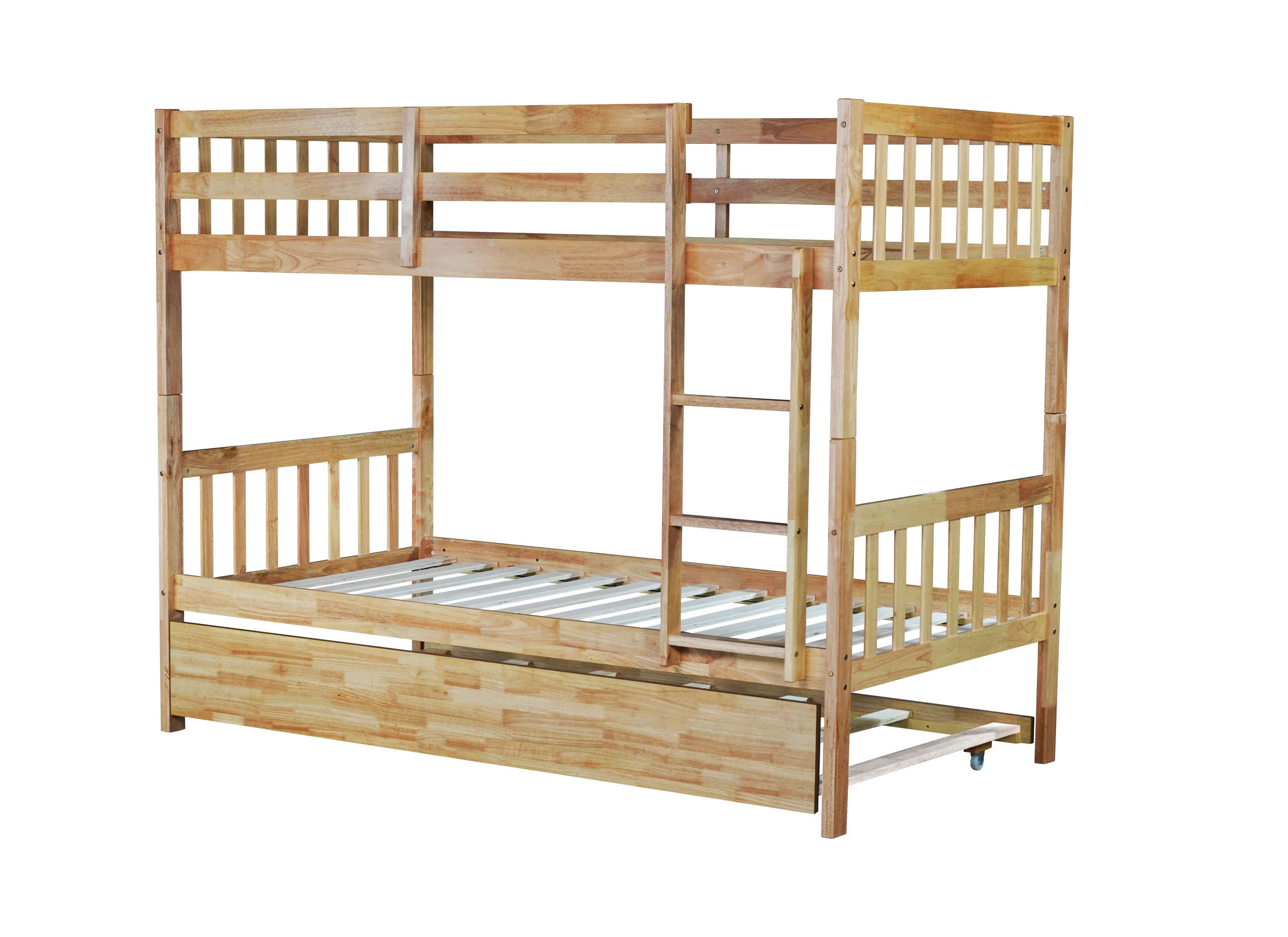 Walker Edison | Convertible Twin Over Twin Bunk Bed with Trundle with Ladder Sleeps 3