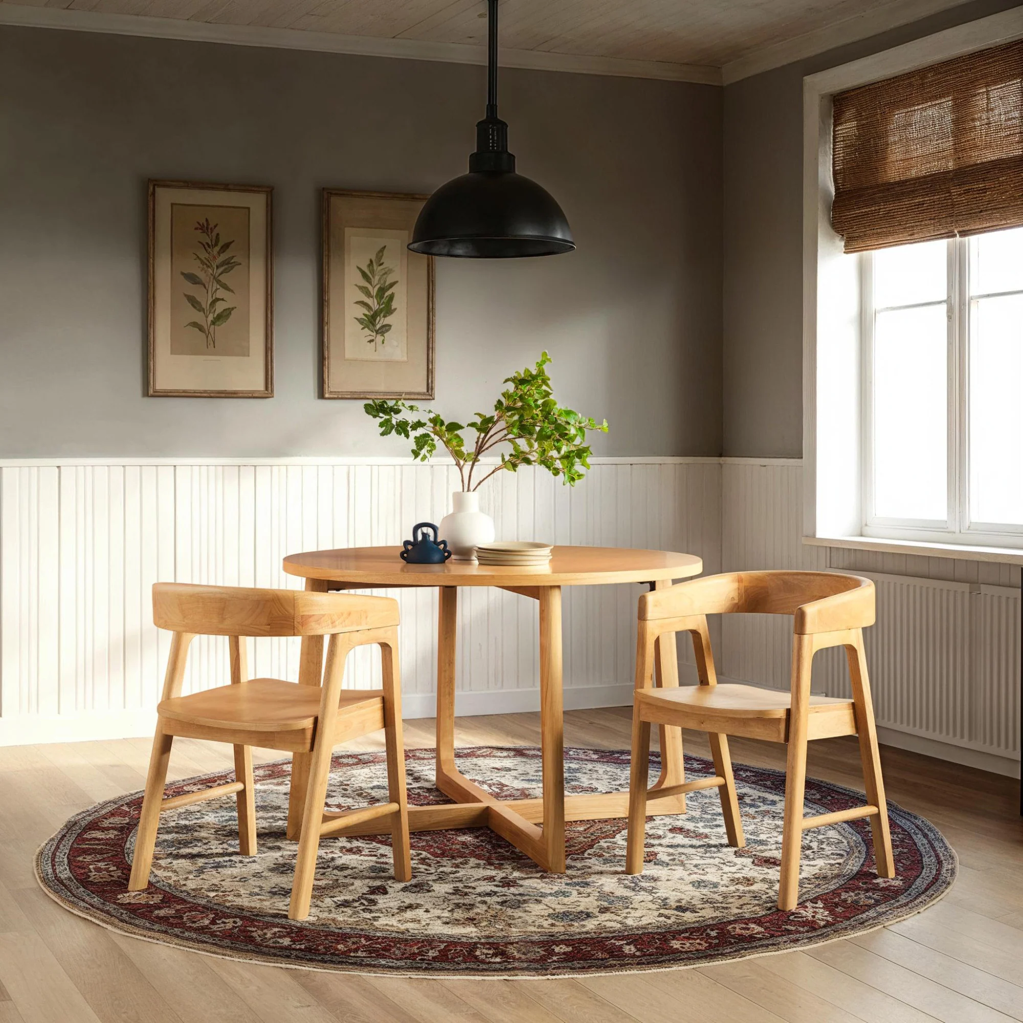 Ezra Modern Solid Wood Rounded Back Dining Chair (Set of 2)