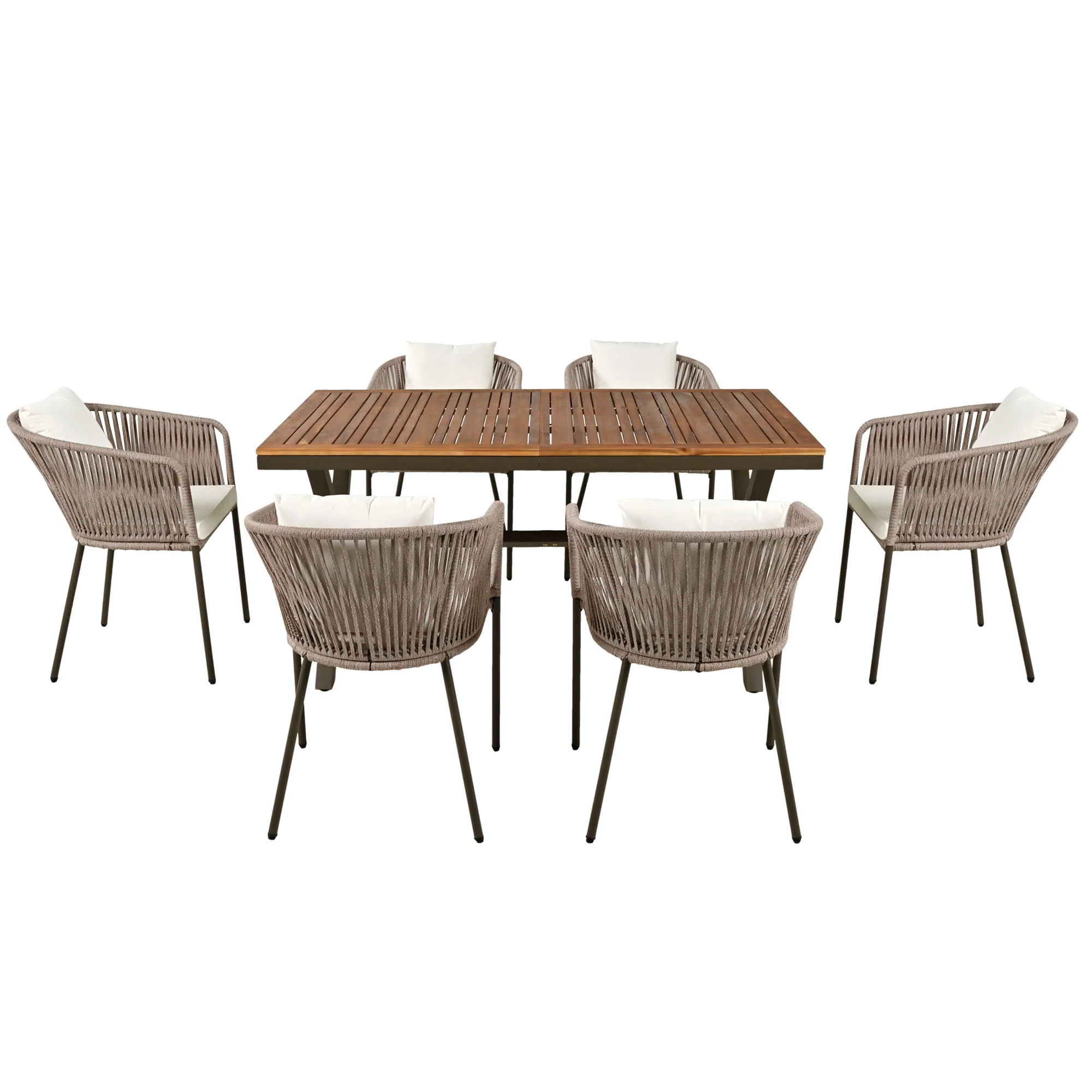 Walker Edison | Modern All-Weather Outdoor 7 Piece Patio Dining Set