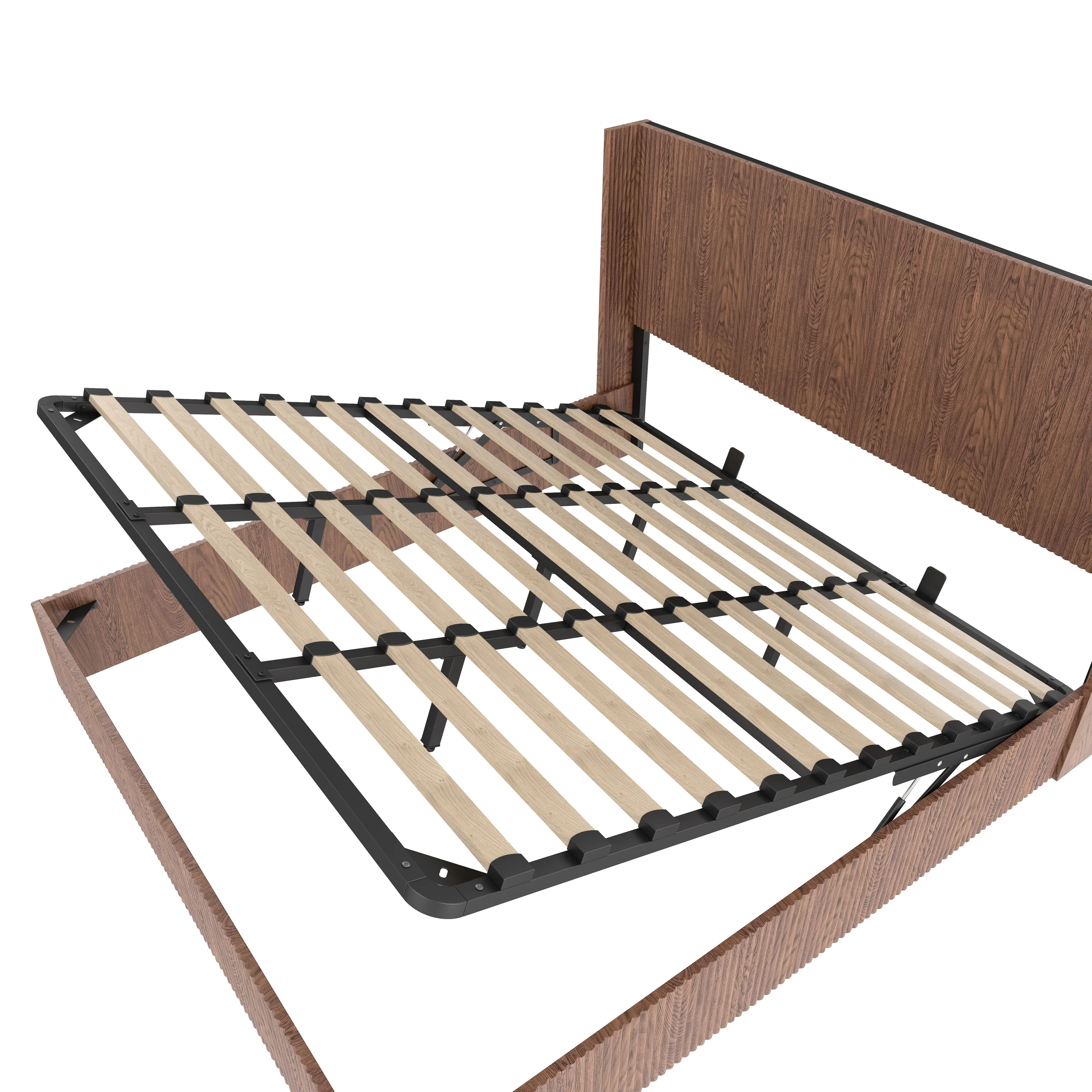 Walker Edison | Modern Grooved Undulating Lift Storage Bedframe