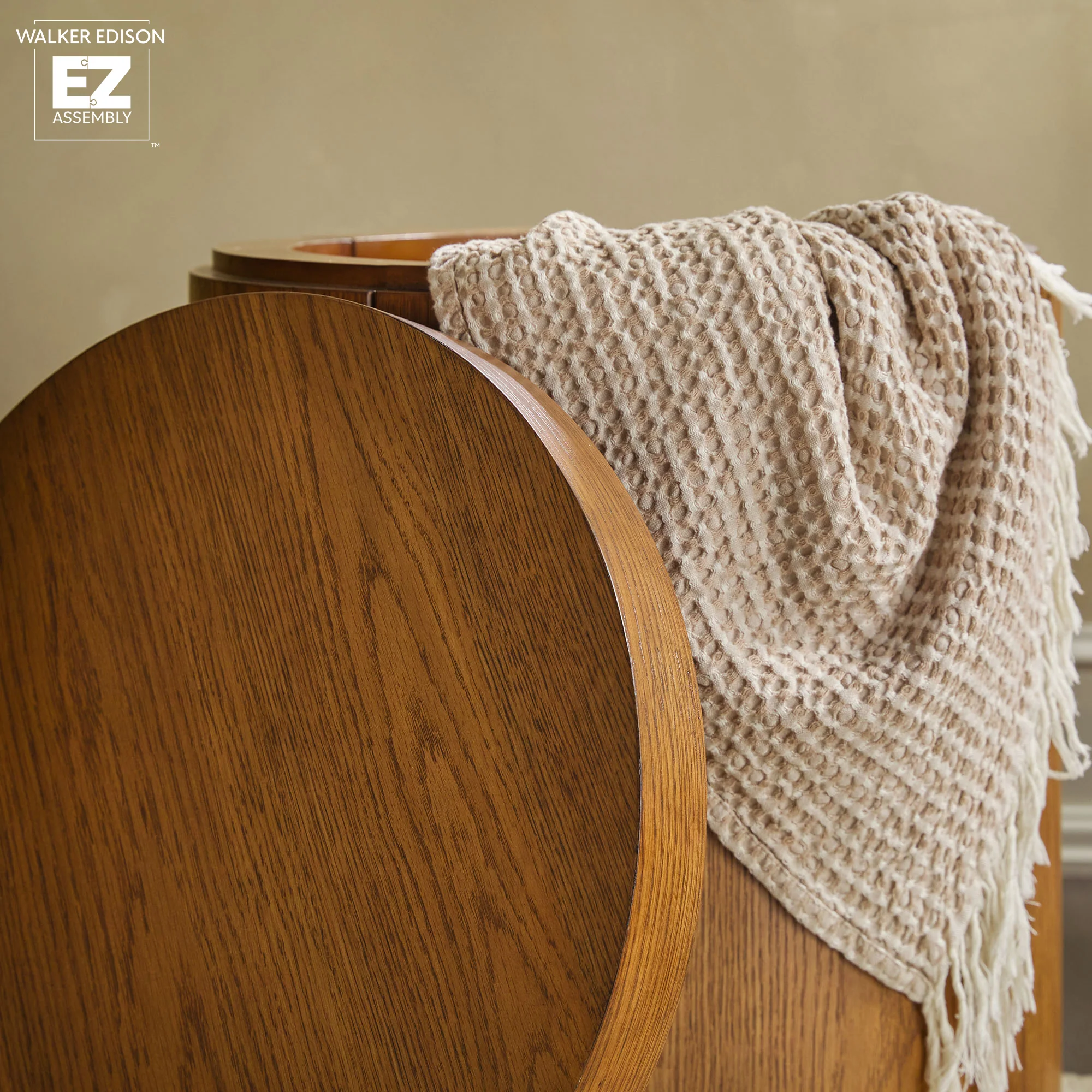 Maya 18 Modern Easy Assembly Round Oak Wood Veneer Side Table with Storage