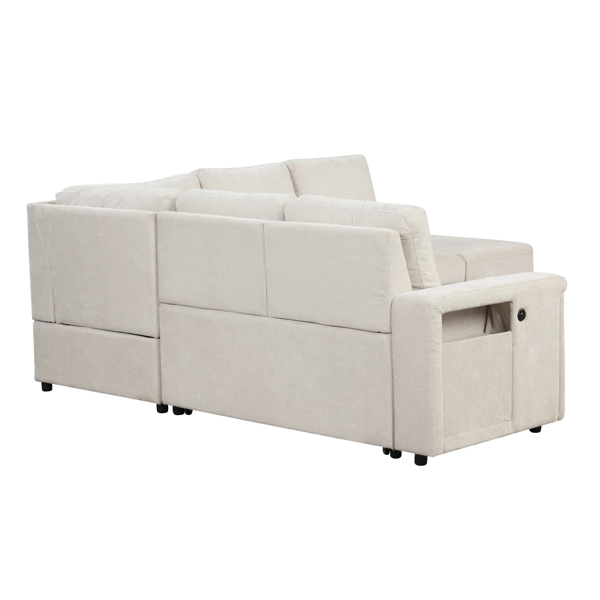 Walker Edison | L-Shaped Modular Sectional Sofa with Storage and USB Ports