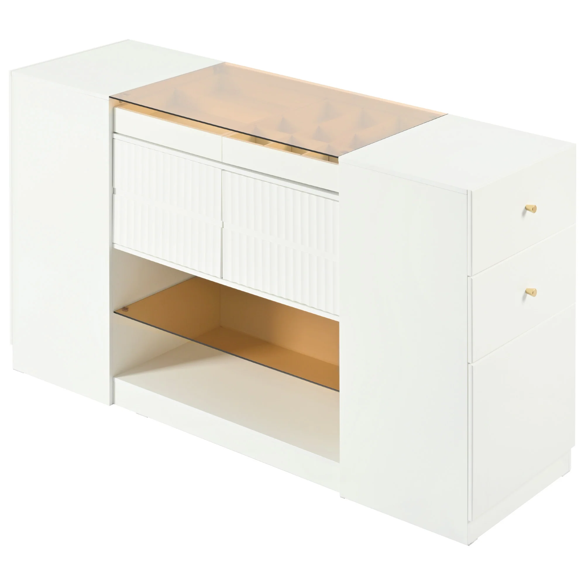 Walker Edison | Modern Multi-Functional Island Vanity Dresser and Storage Cabinet