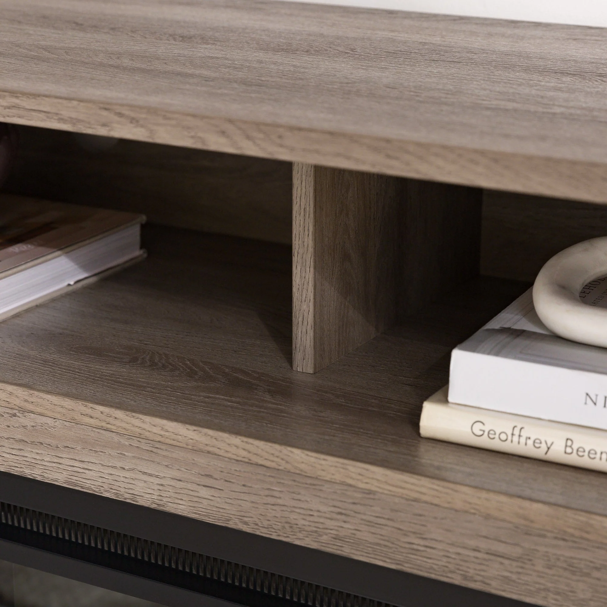 Wasatch 58 Transitional Fireplace Glass Wood TV Stand