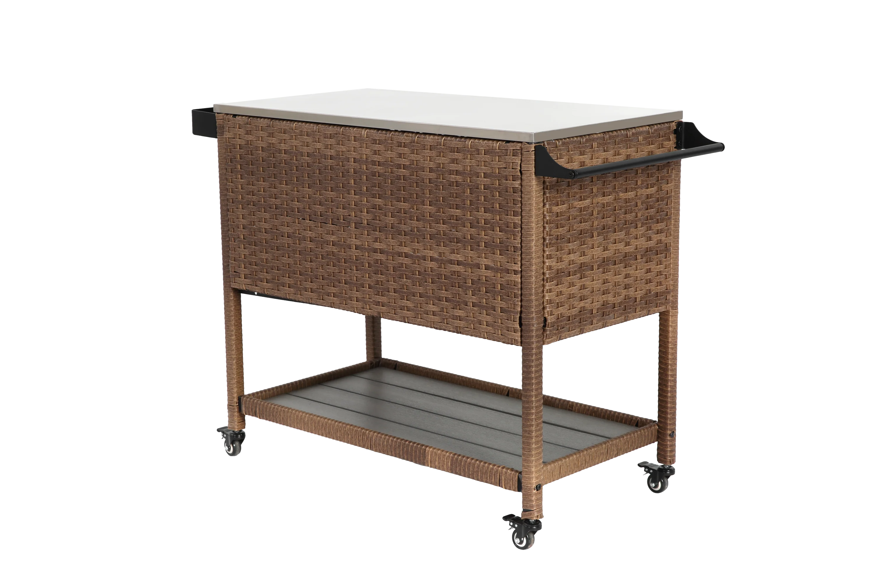 Walker Edison | Outdoor Brown Wicker Bar Cart
