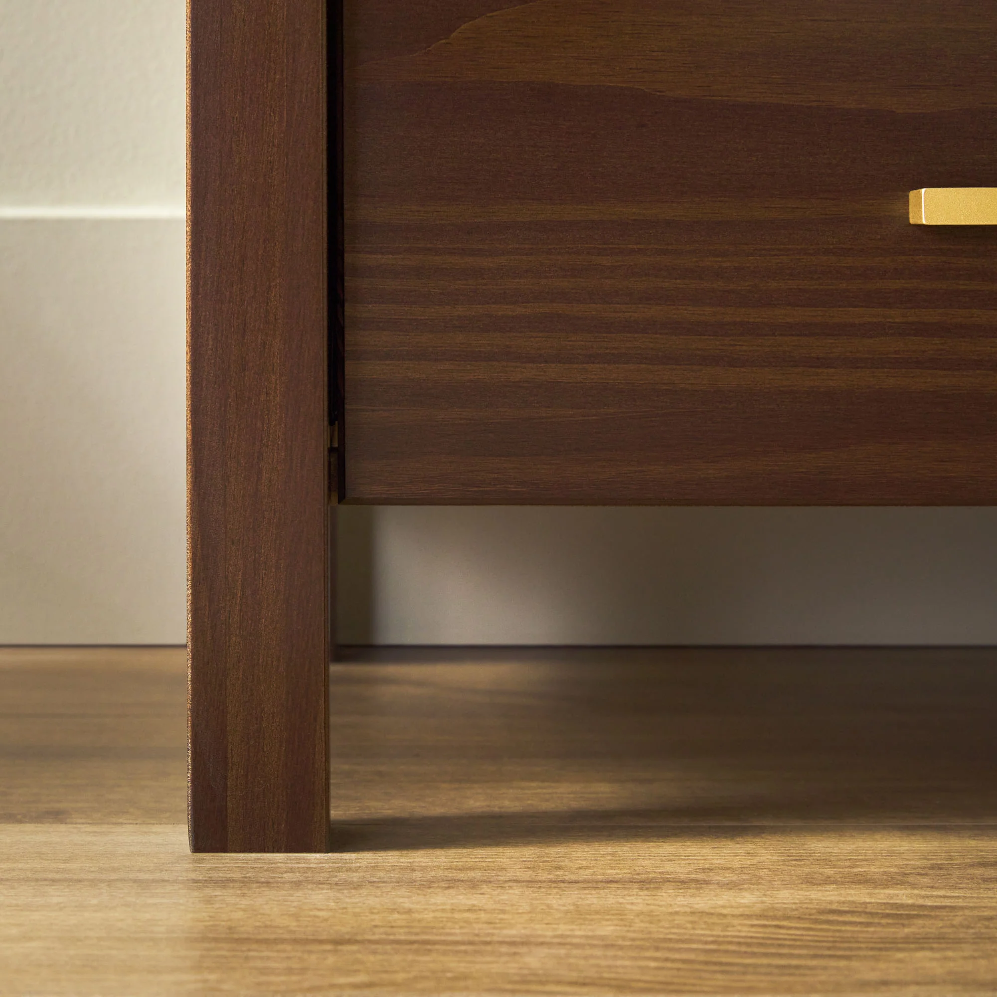 Isla Modern Easy Assembly Solid Wood 2-Drawer Nightstand Side Table with Glass Top