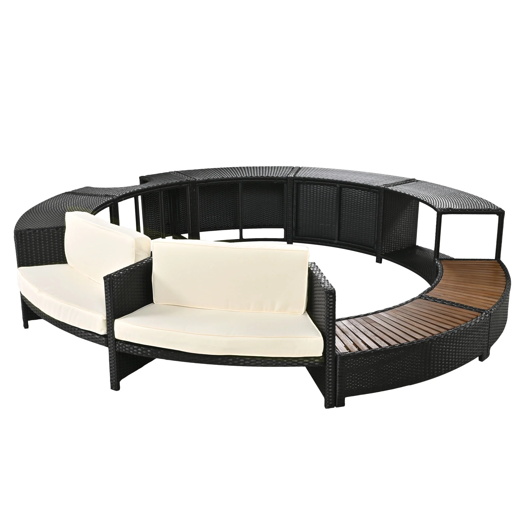 Walker Edison | Spa Surround Spa Frame Patio Rattan Sofa Set with Storage Spaces