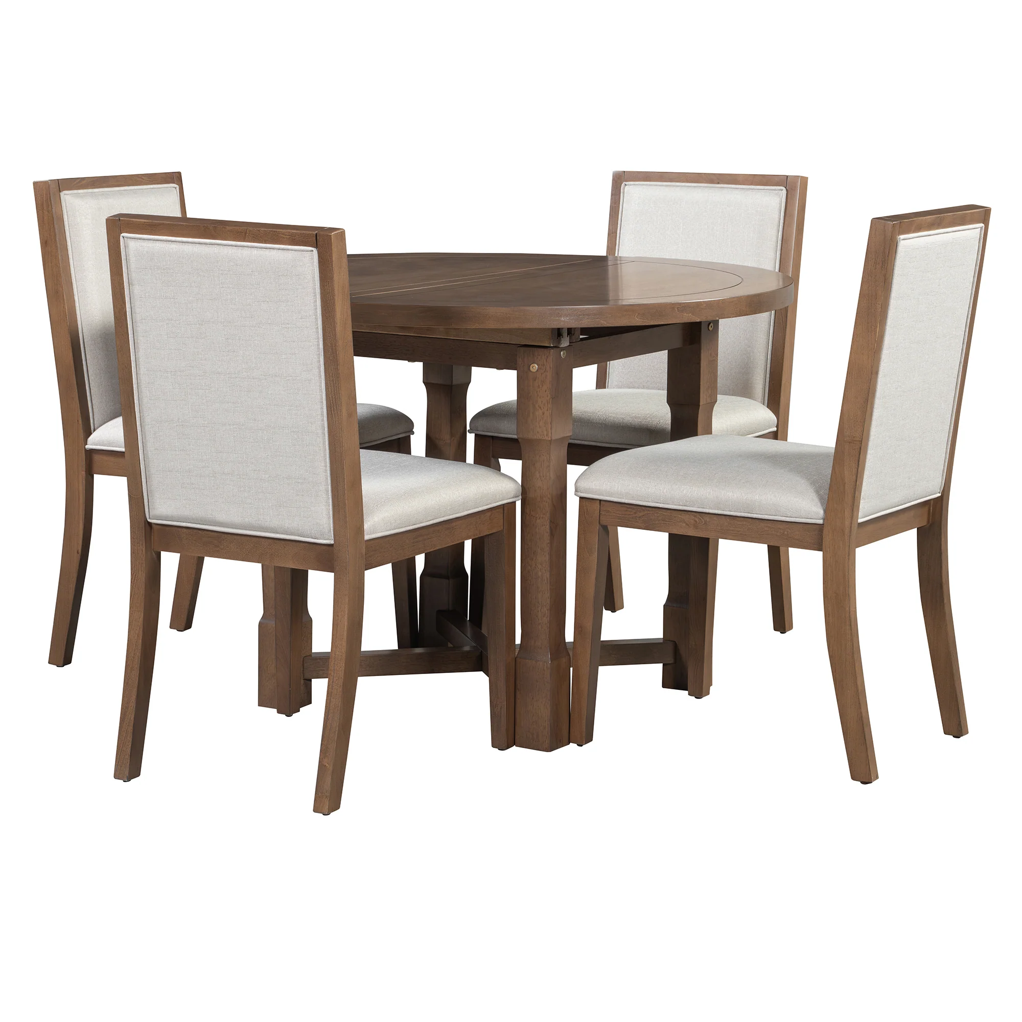Walker Edison | Farmhouse Kitchen 5-Piece Extendable Dining Table Set for 4 with Upholstered Chair