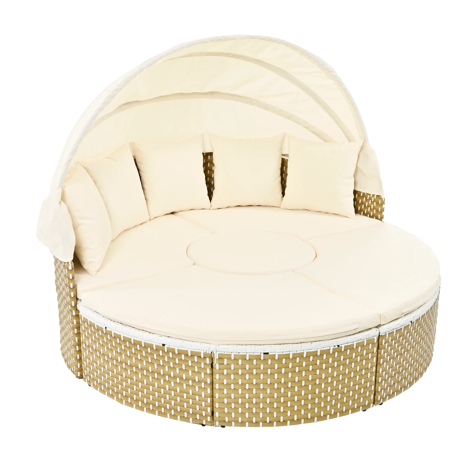 Walker Edison | Outdoor Round Modular Sunbed Sofa Set