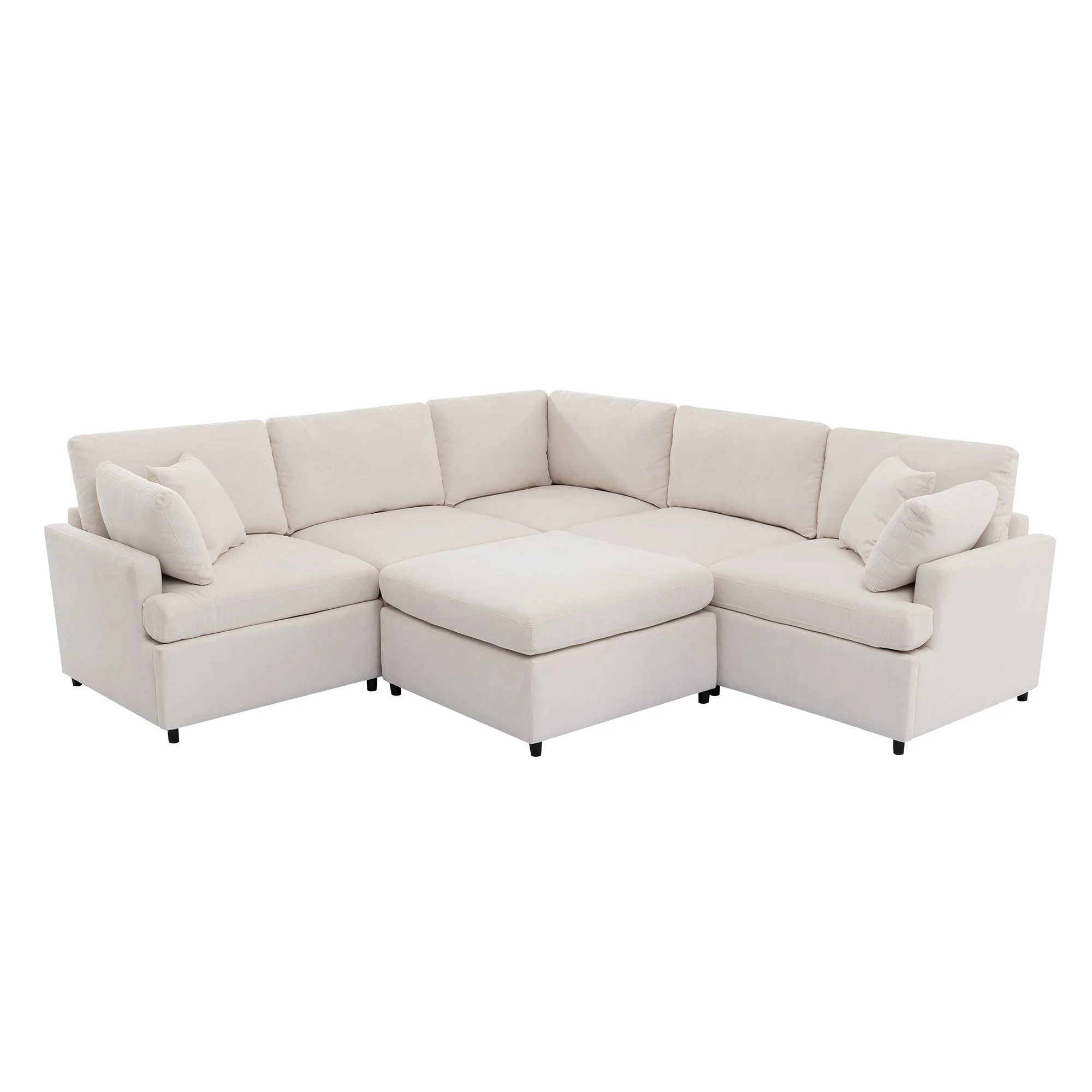 Walker Edison | Classic Modern Modular Sectional Sofa with Ottoman