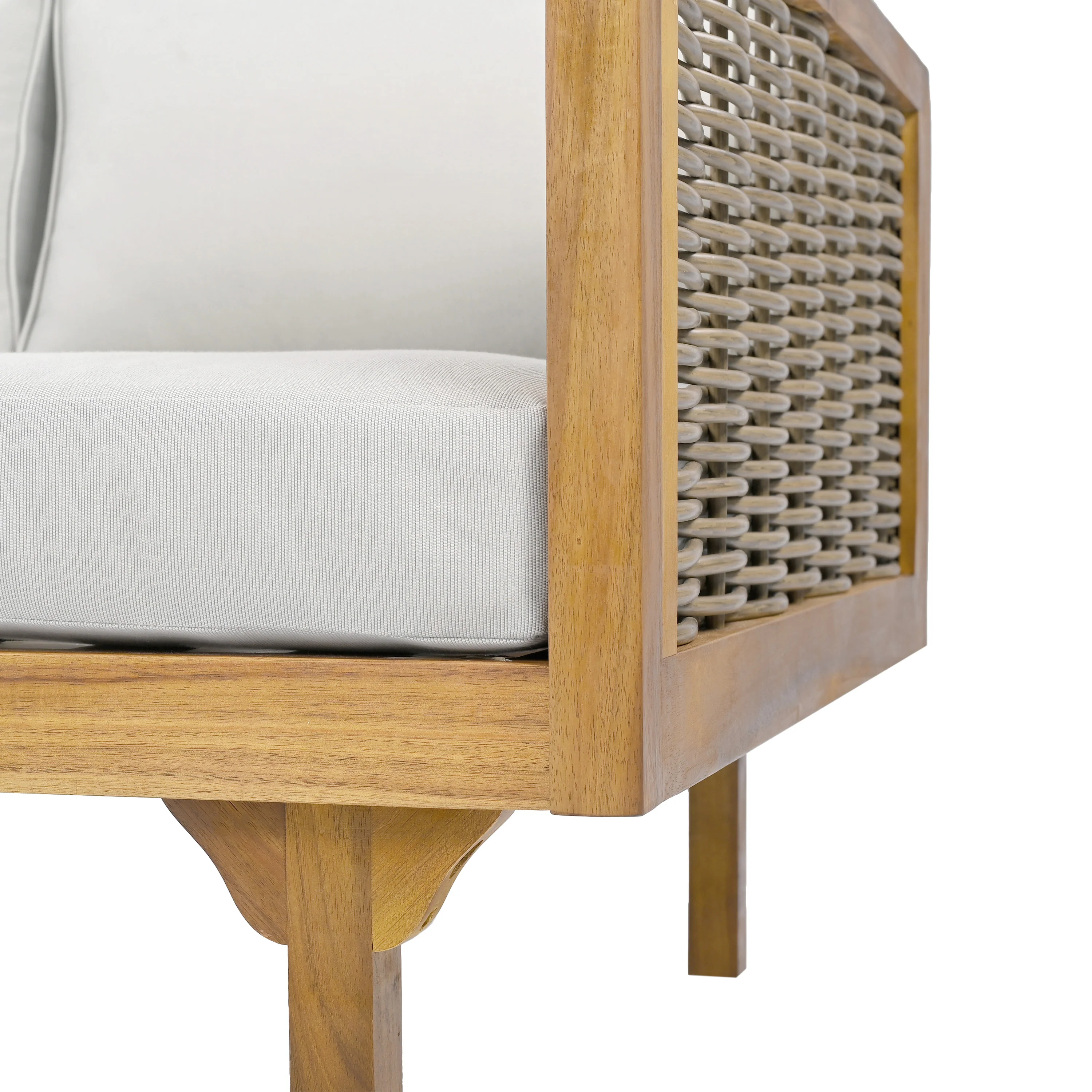 Walker Edison | Modern Outdoor Teak Rattan Deep Seat Daybed