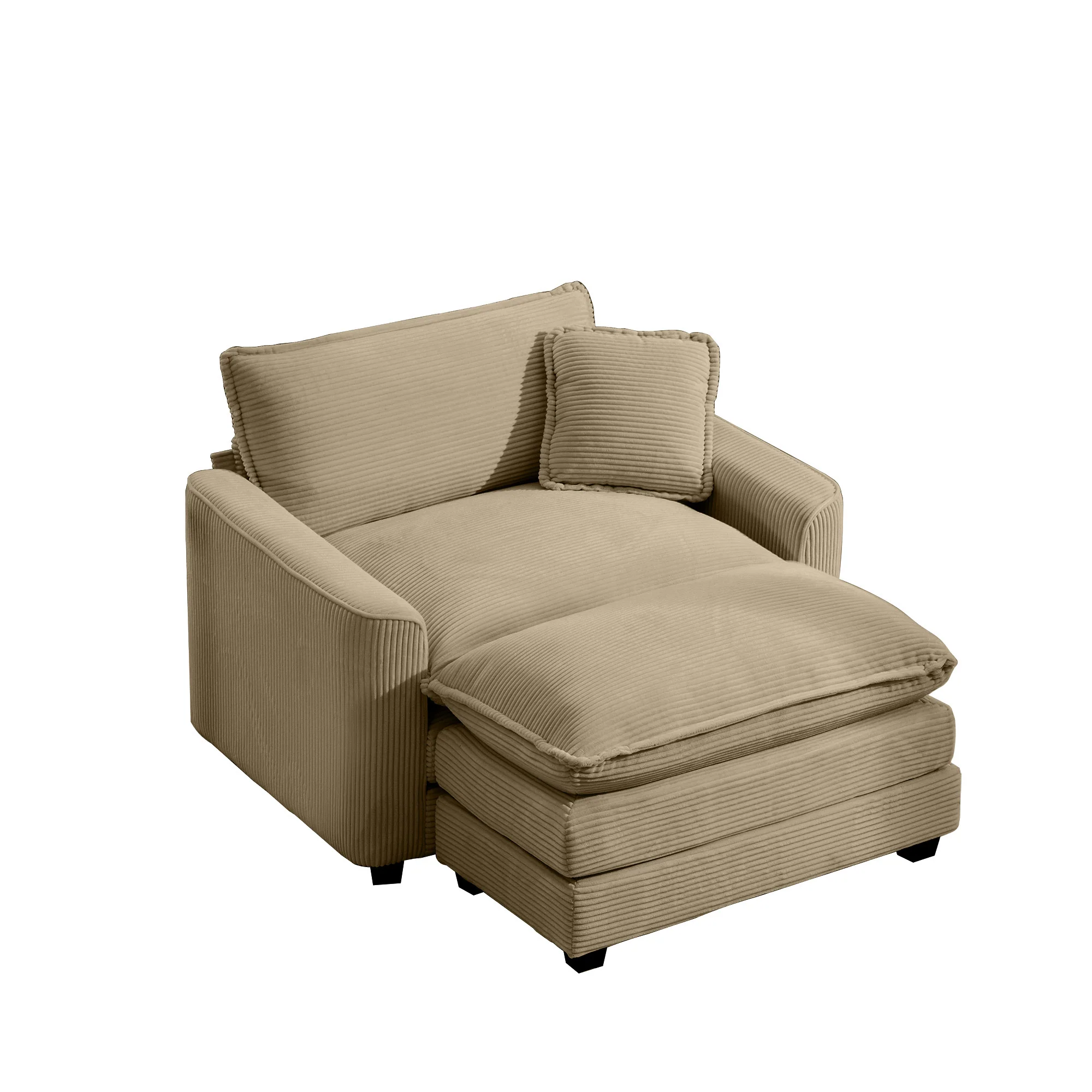 Walker Edison | Corduroy Deep Seat Sofa Chair with Ottoman