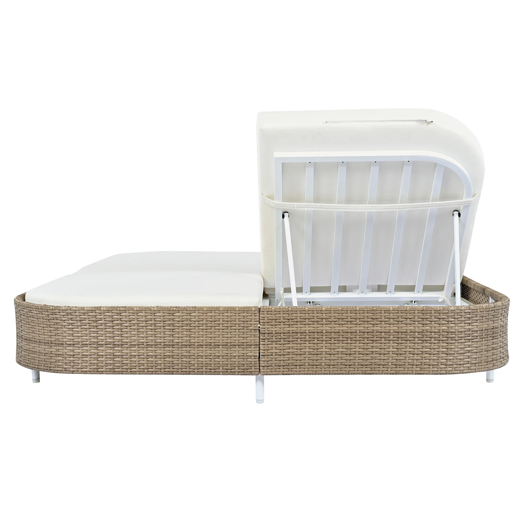 Walker Edison | Minimalist Outdoor Patio Rattan Adjustable Daybed
