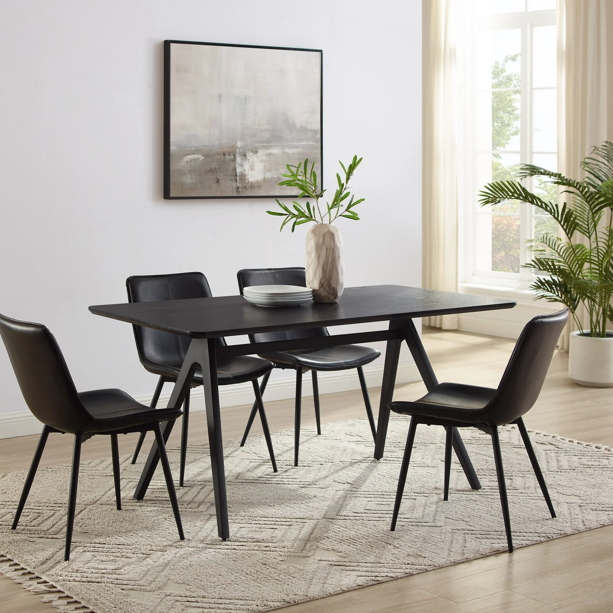 Garret 60 Modern Industrial Veneer and Metal Dining Table