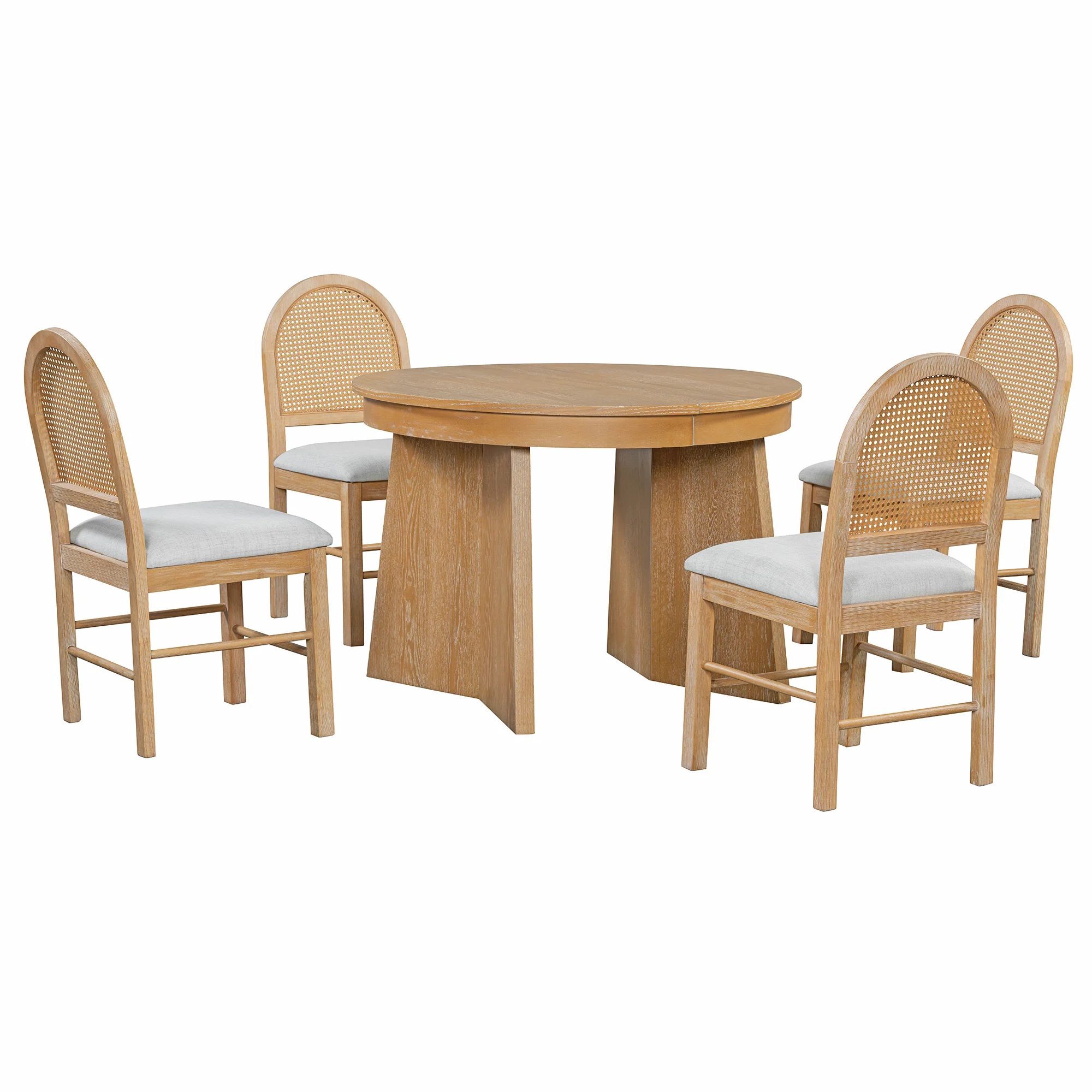 Walker Edison | Extendable 5-Piece Round Dining Table Set for 4