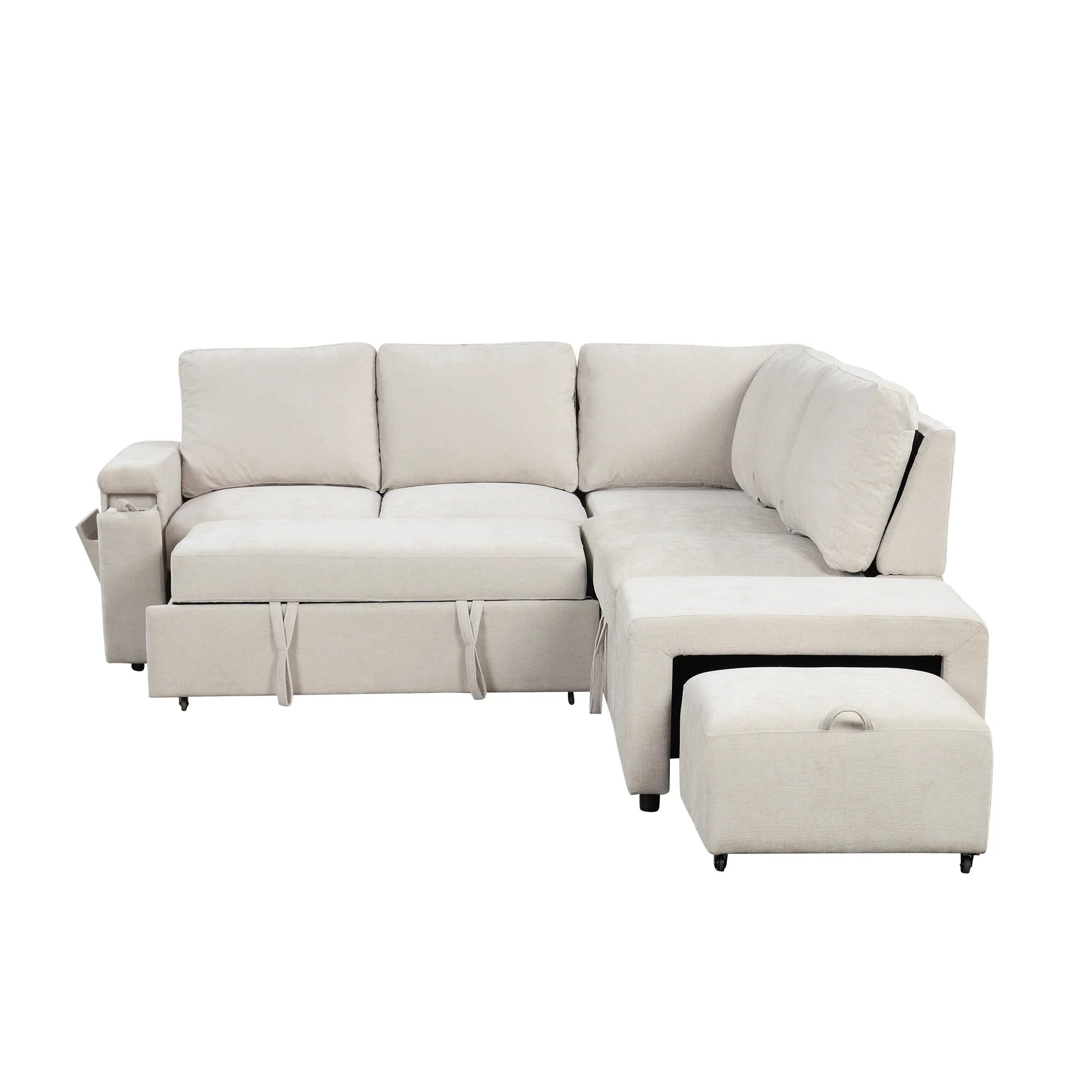 Walker Edison | L-Shaped Modular Sectional Sofa with Storage and USB Ports