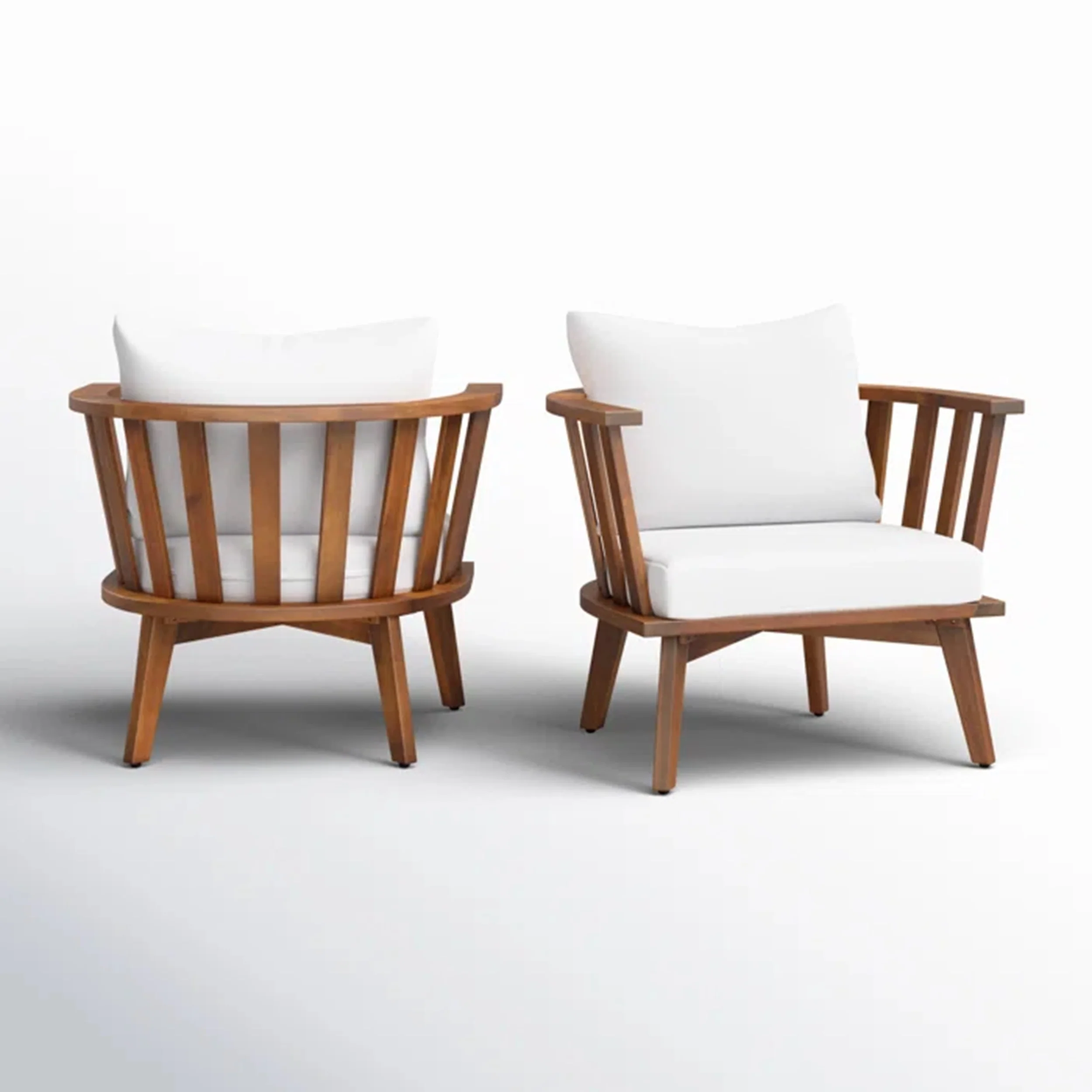 Walker Edison | Teak Acacia Wood Outdoor Patio Club Chair Set of 2