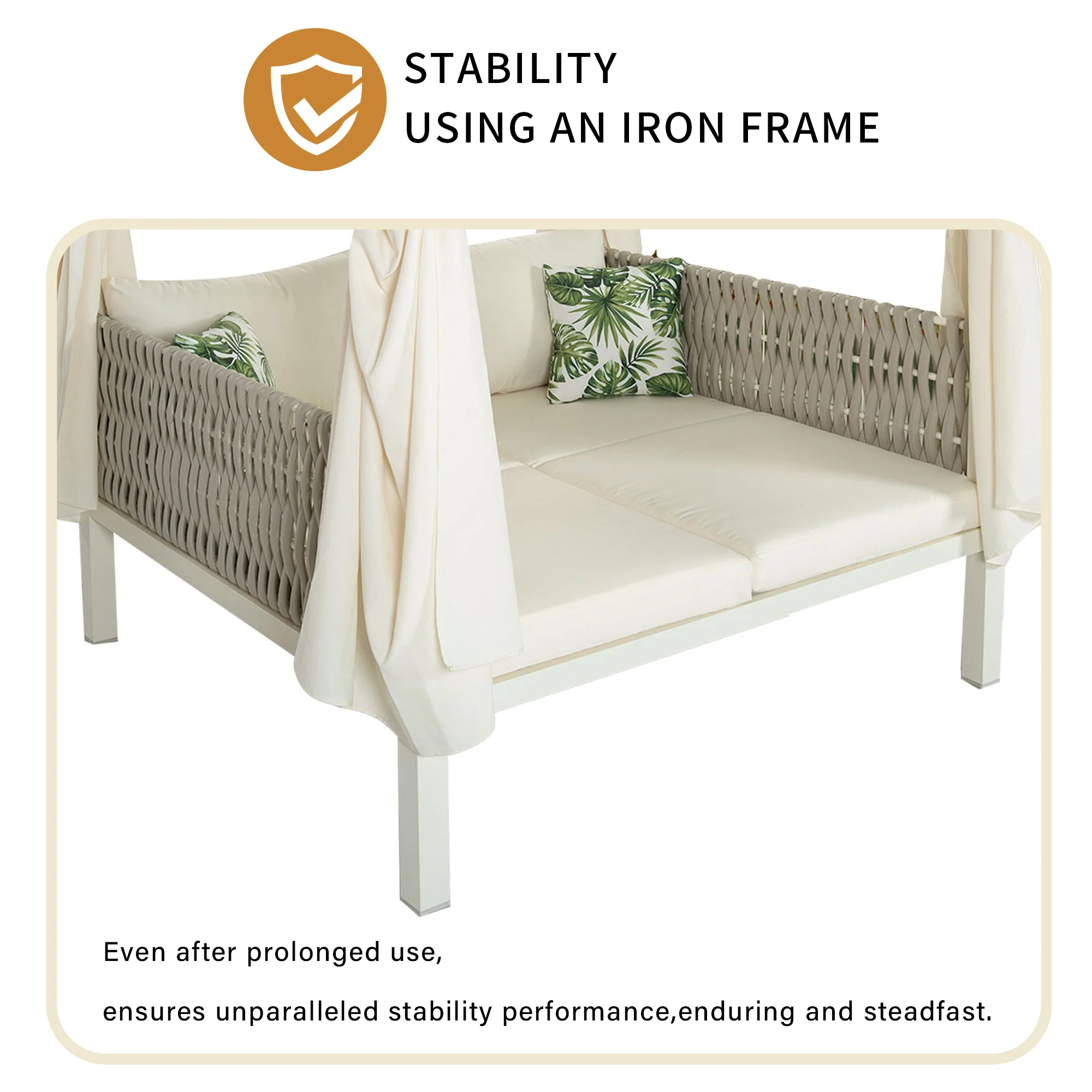 Walker Edison | Posh Outdoor Patio Sunbed with Curtains