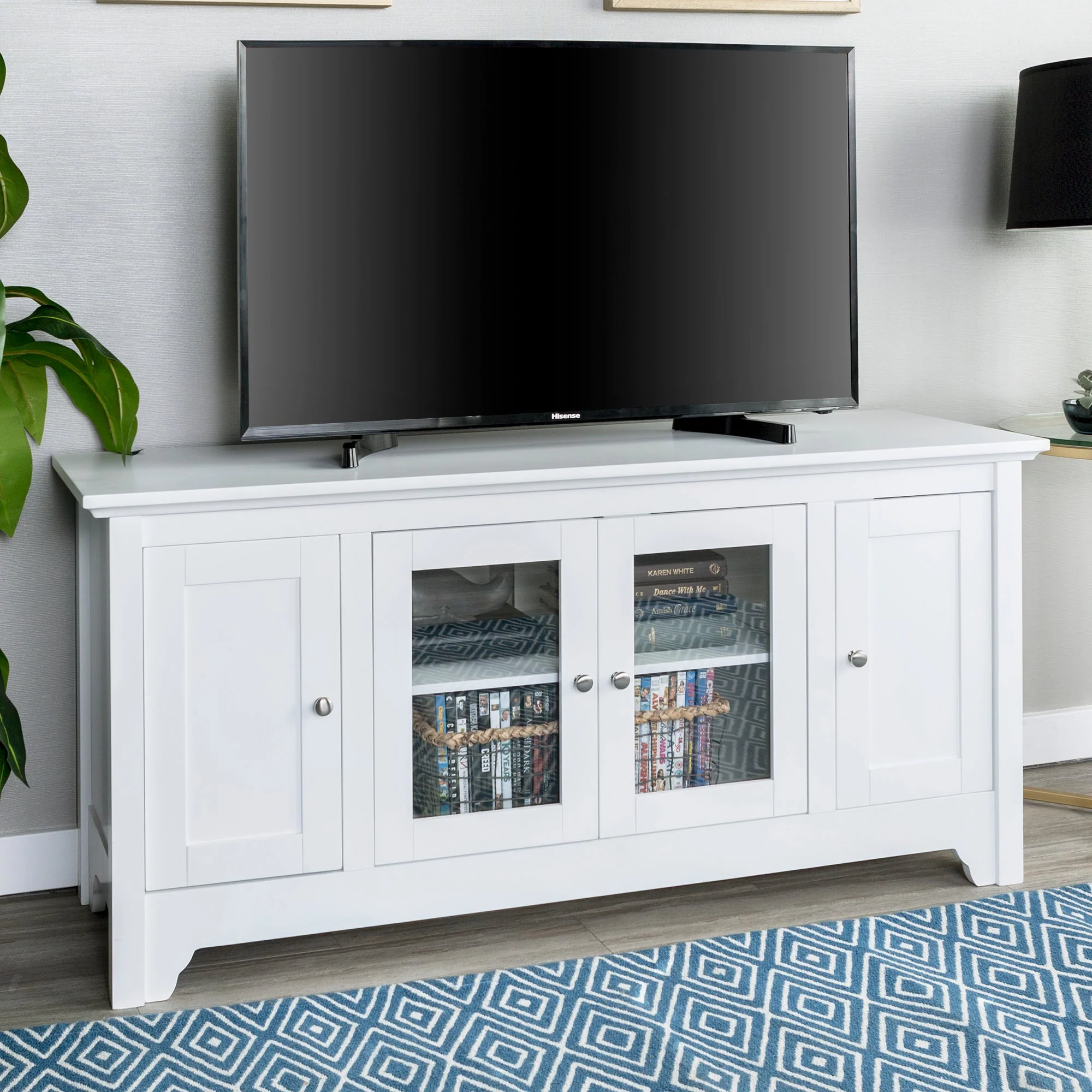 Carver 52 Transitional Wood Glass TV Stand