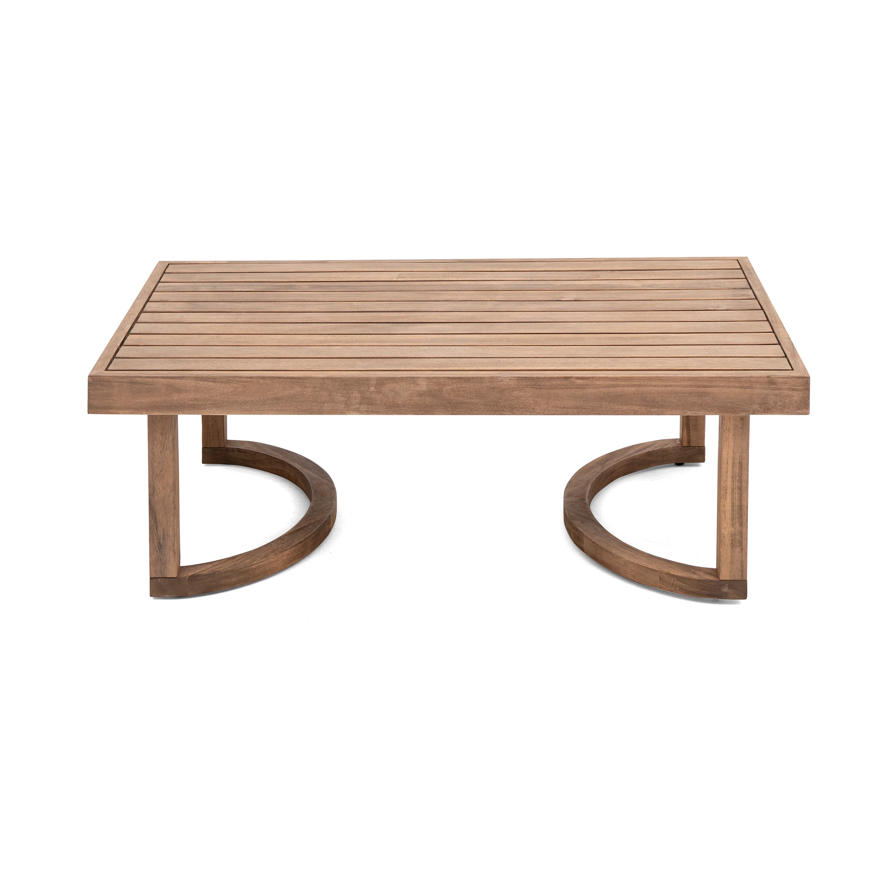 Walker Edison | Modern Outdoor Acacia Wood Patio Loveseat and Coffee Table