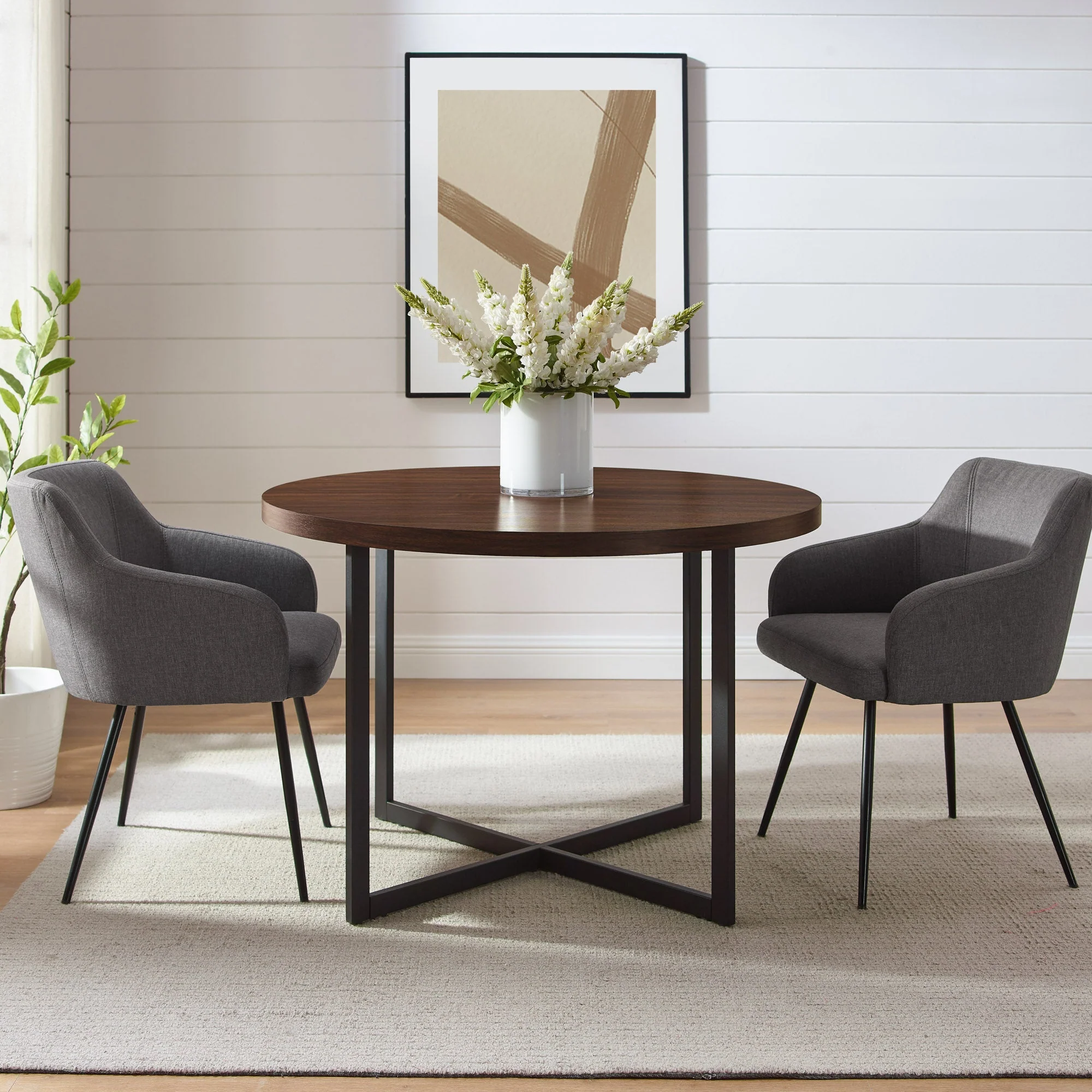 Connor 42 Metal and Wood Modern Round Dining Table