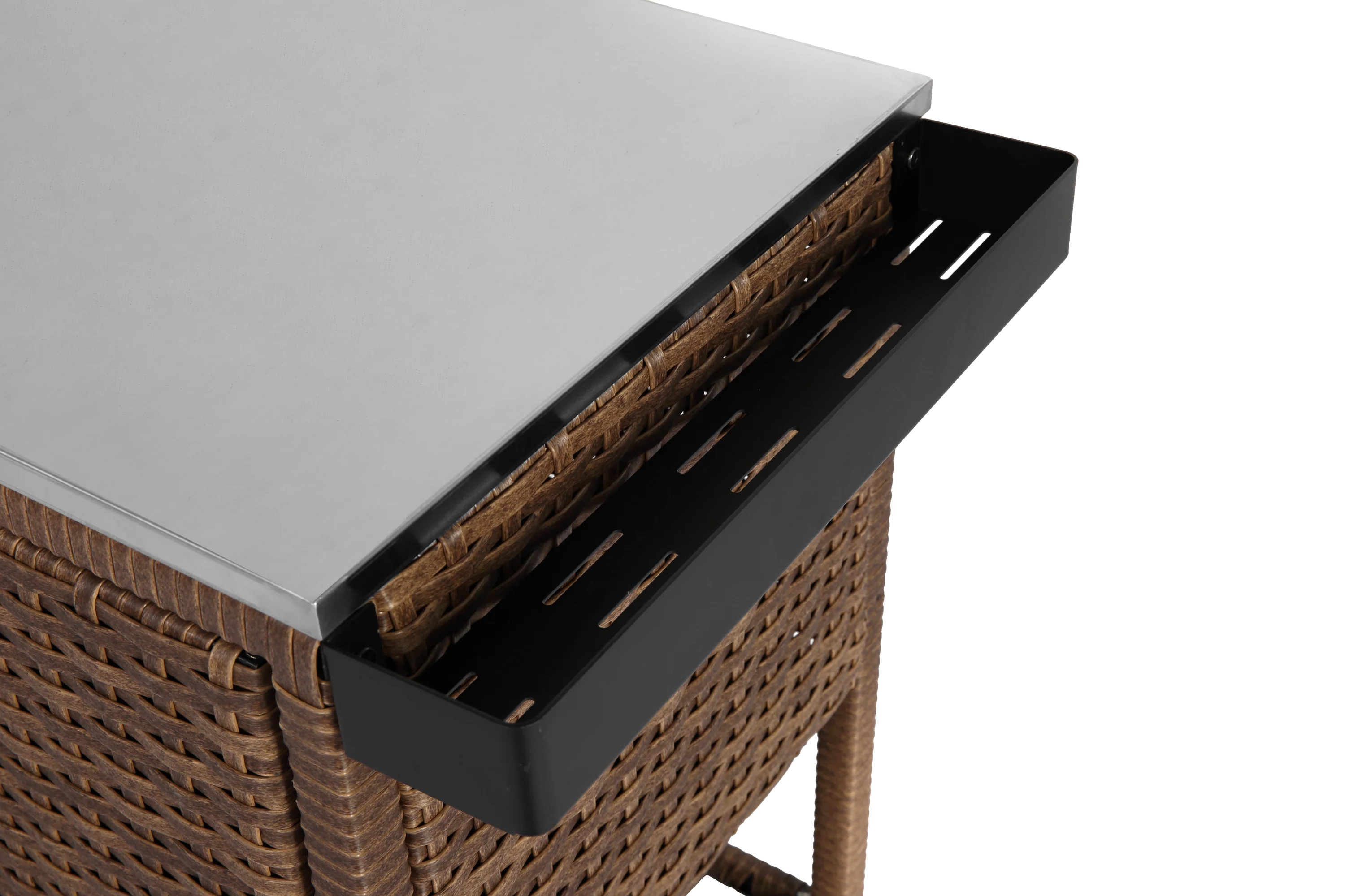 Walker Edison | Outdoor Brown Wicker Bar Cart