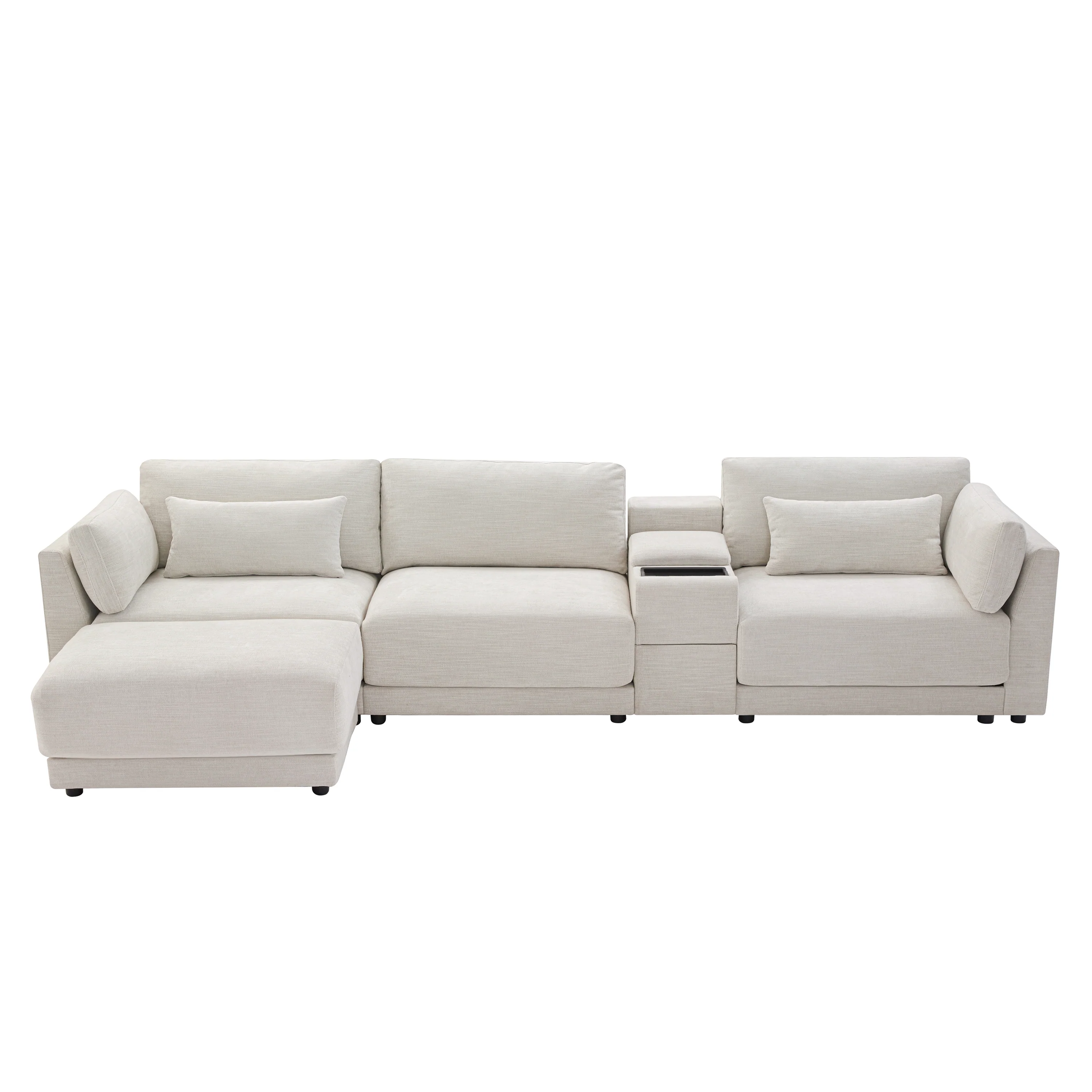 Walker Edison | Chenille Sectional Sofa with Storage Console