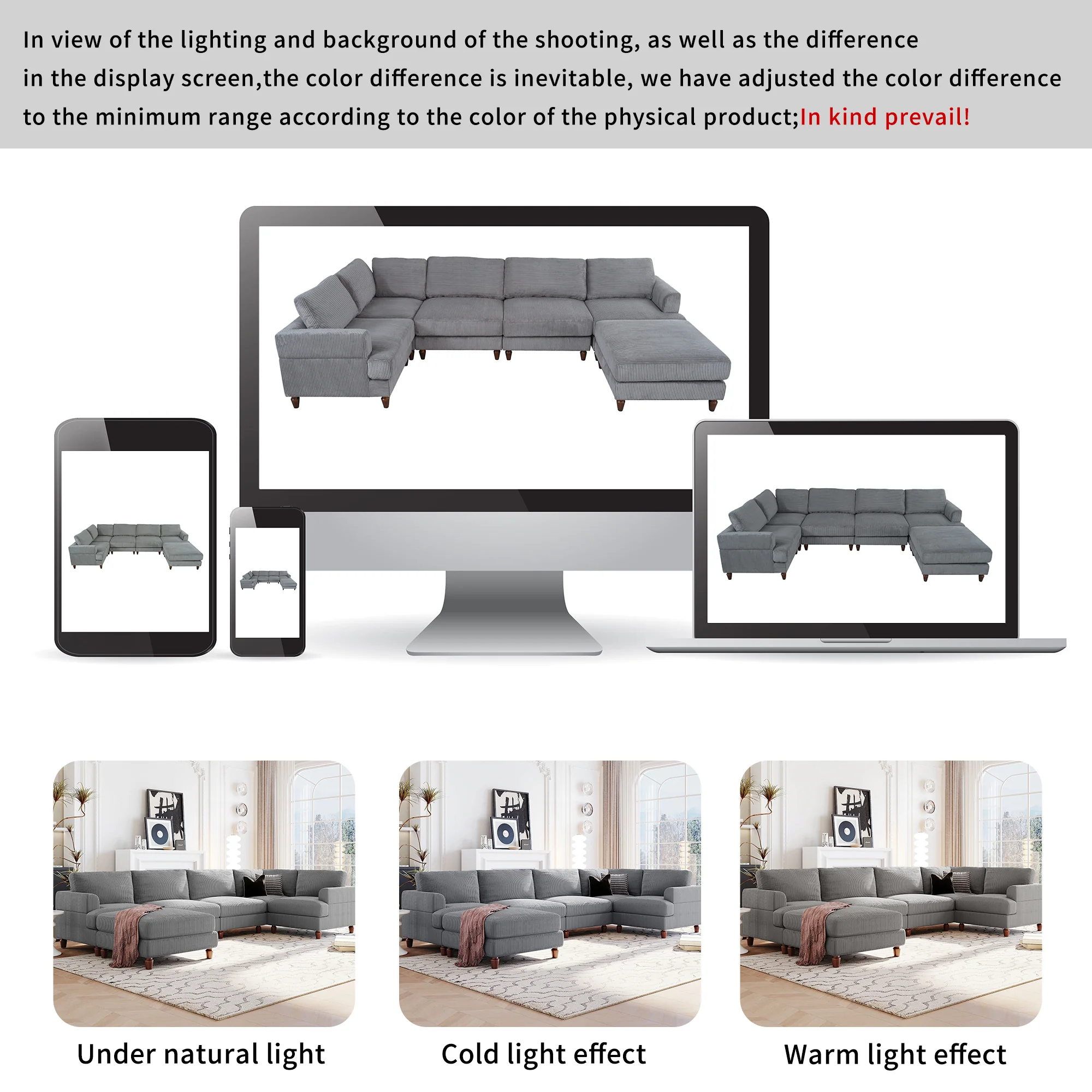 Walker Edison | Corduroy Modular Sectional Sofa with Ottoman