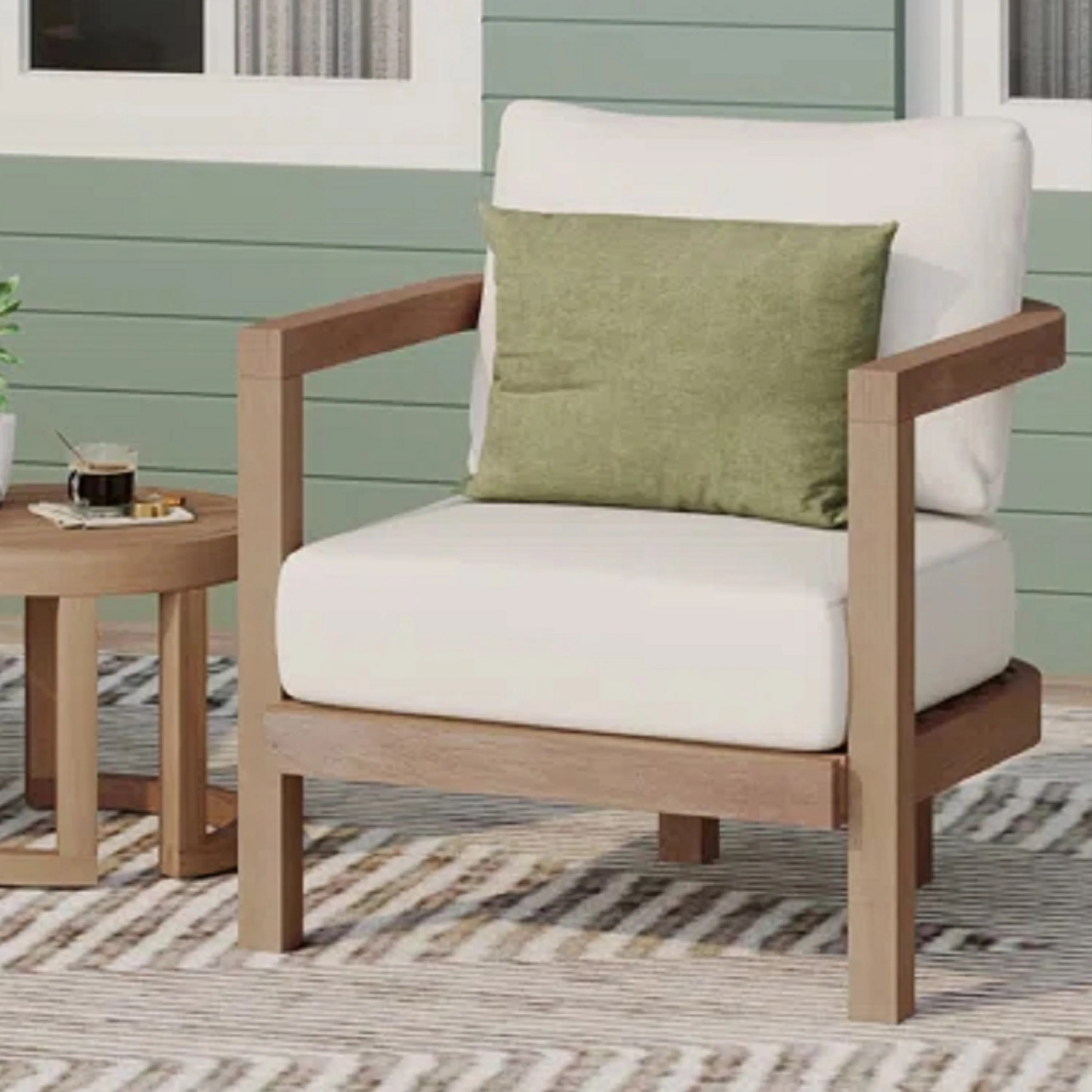 Walker Edison | Modern Outdoor Acacia Wood Patio Club Chair