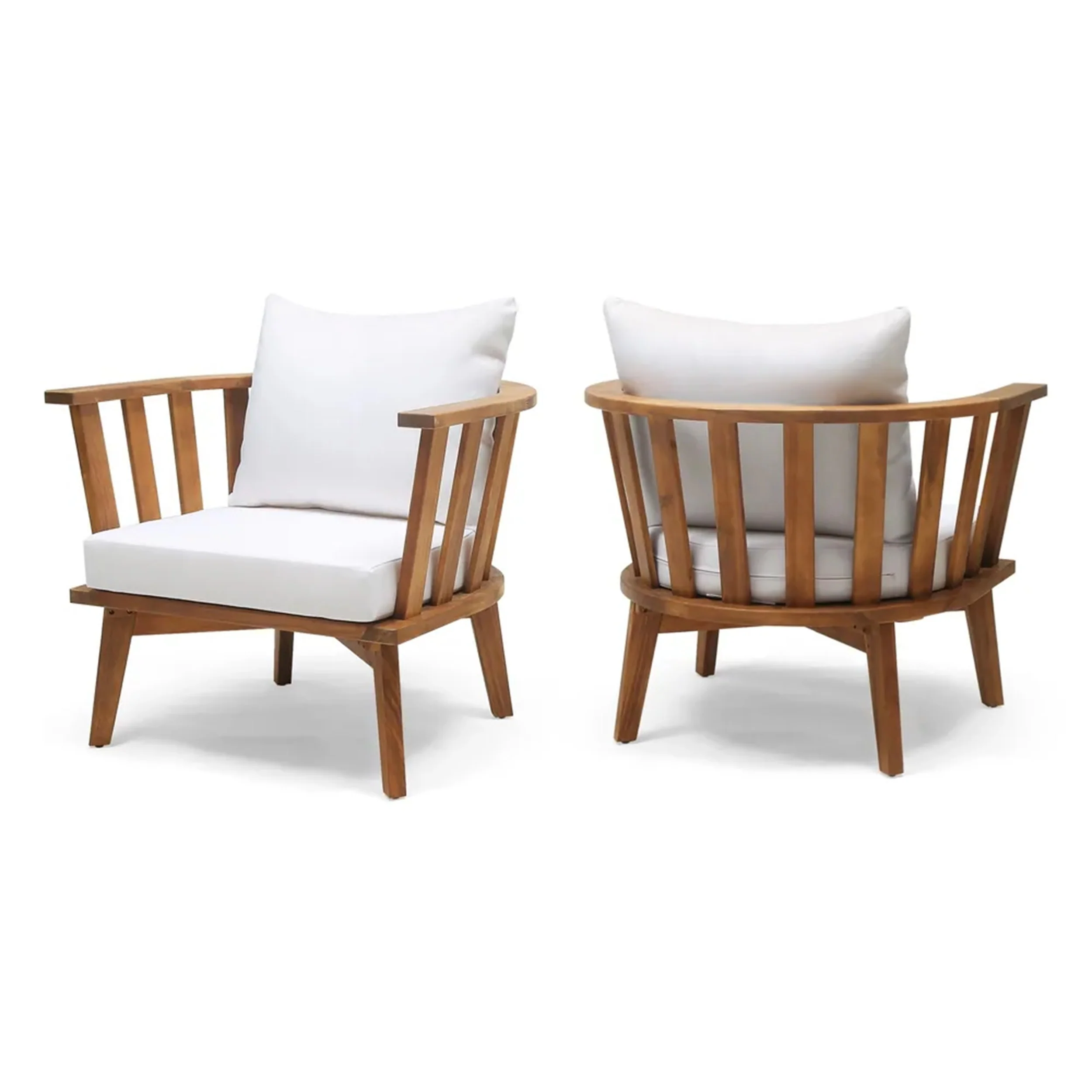 Walker Edison | Teak Acacia Wood Outdoor Patio Club Chair Set of 2