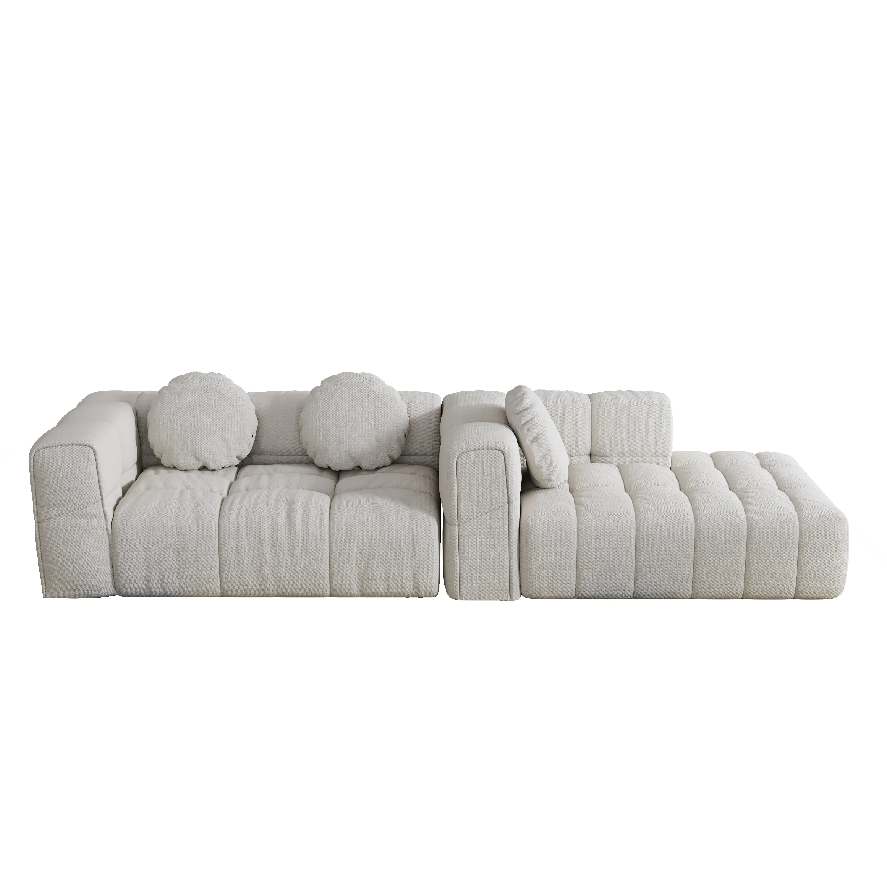Walker Edison | Modular Minimalist Tufted Sectional Sofa Set with 3 pillows