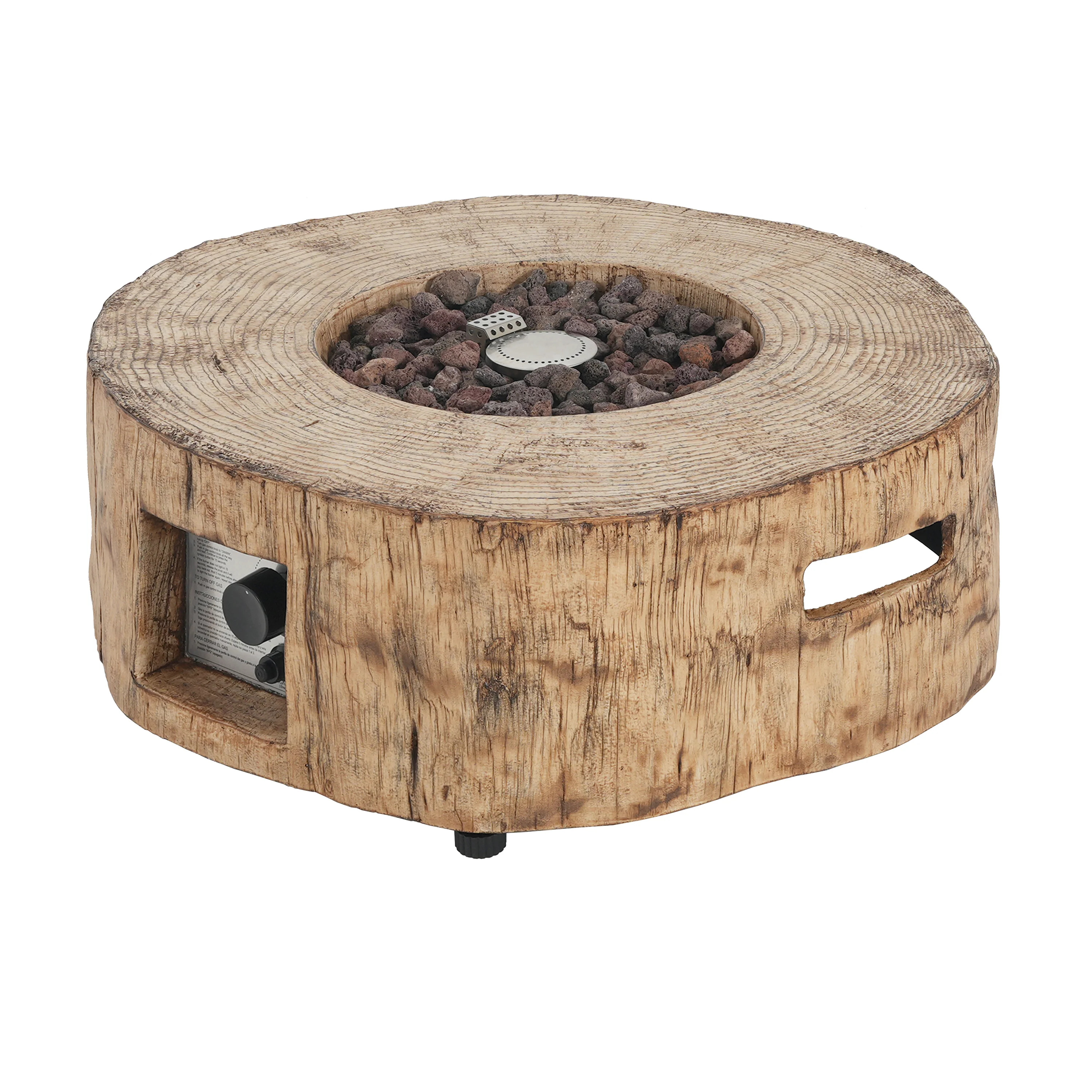 Walker Edison | Wood Pattern Outdoor Patio MGO Propane Fire Pit