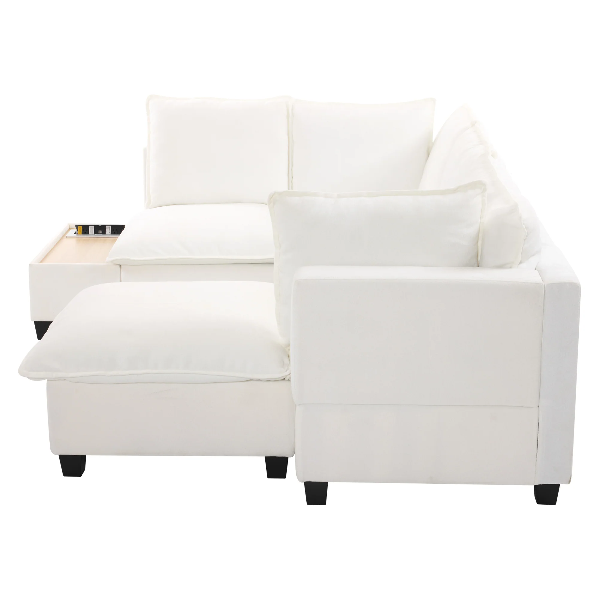 Walker Edison | Cloud Modular U-shaped Sectional Sofa with Ottoman and Coffee Table