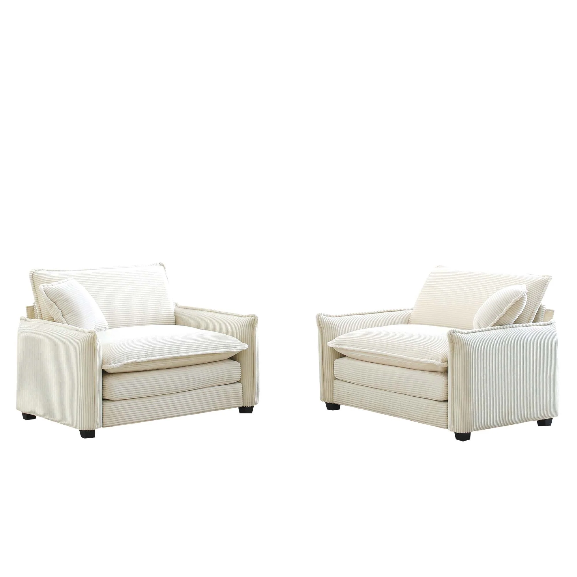 Walker Edison | Beige Corduroy Deep Seated Accent Chair Set