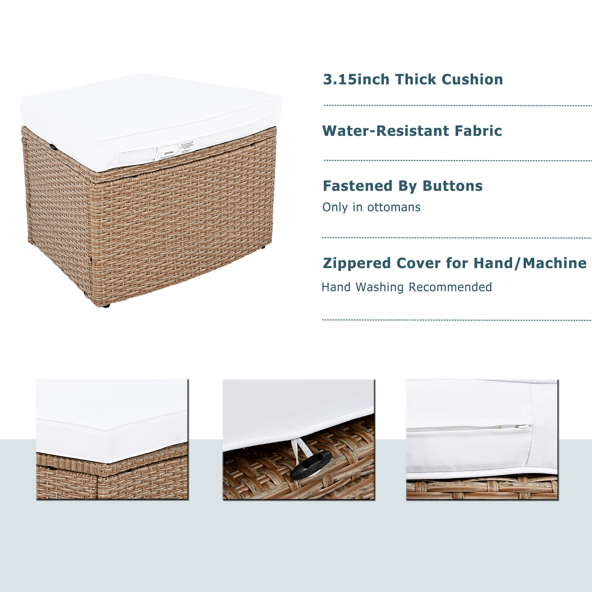 Walker Edison | Wicker Half Moon Outdoor 10-Piece Sectional Sofa Set with Storage