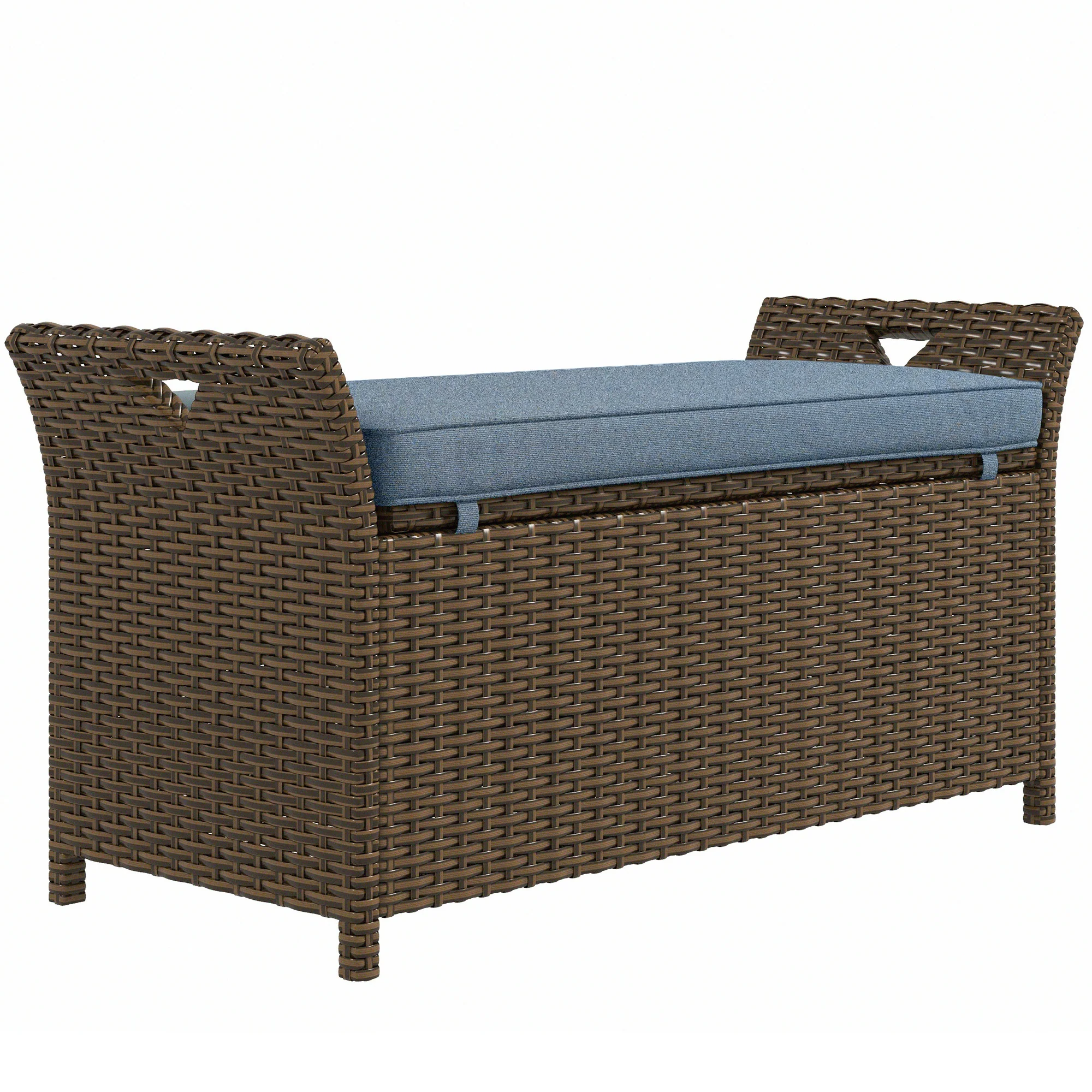 Walker Edison | Outdoor Patio Wicker Storage Bench